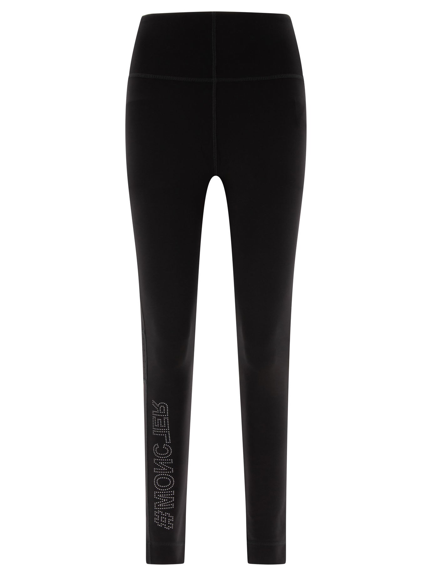 Moncler Grenoble-Leggings In Technical Nylon Trousers Nero-Donna