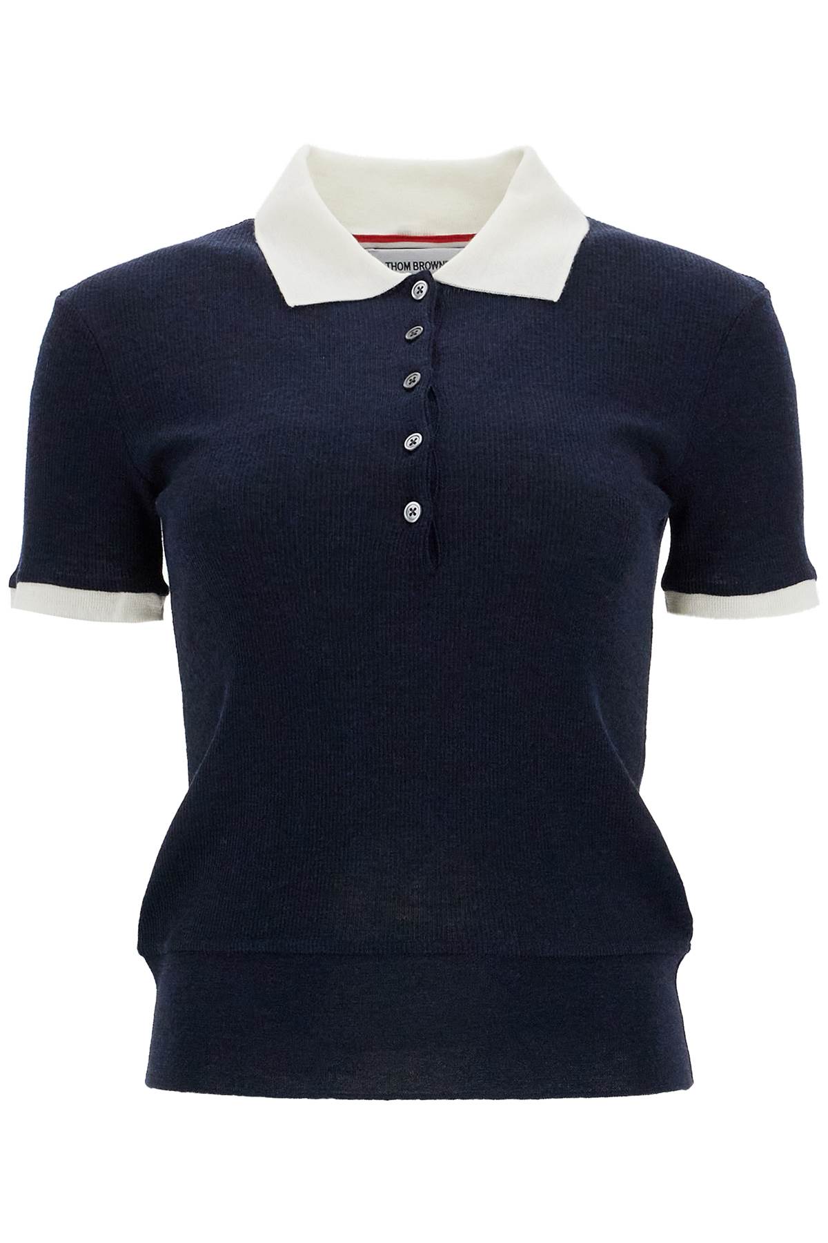 Thom Browne-Polo Manica Corta In Lana-Donna