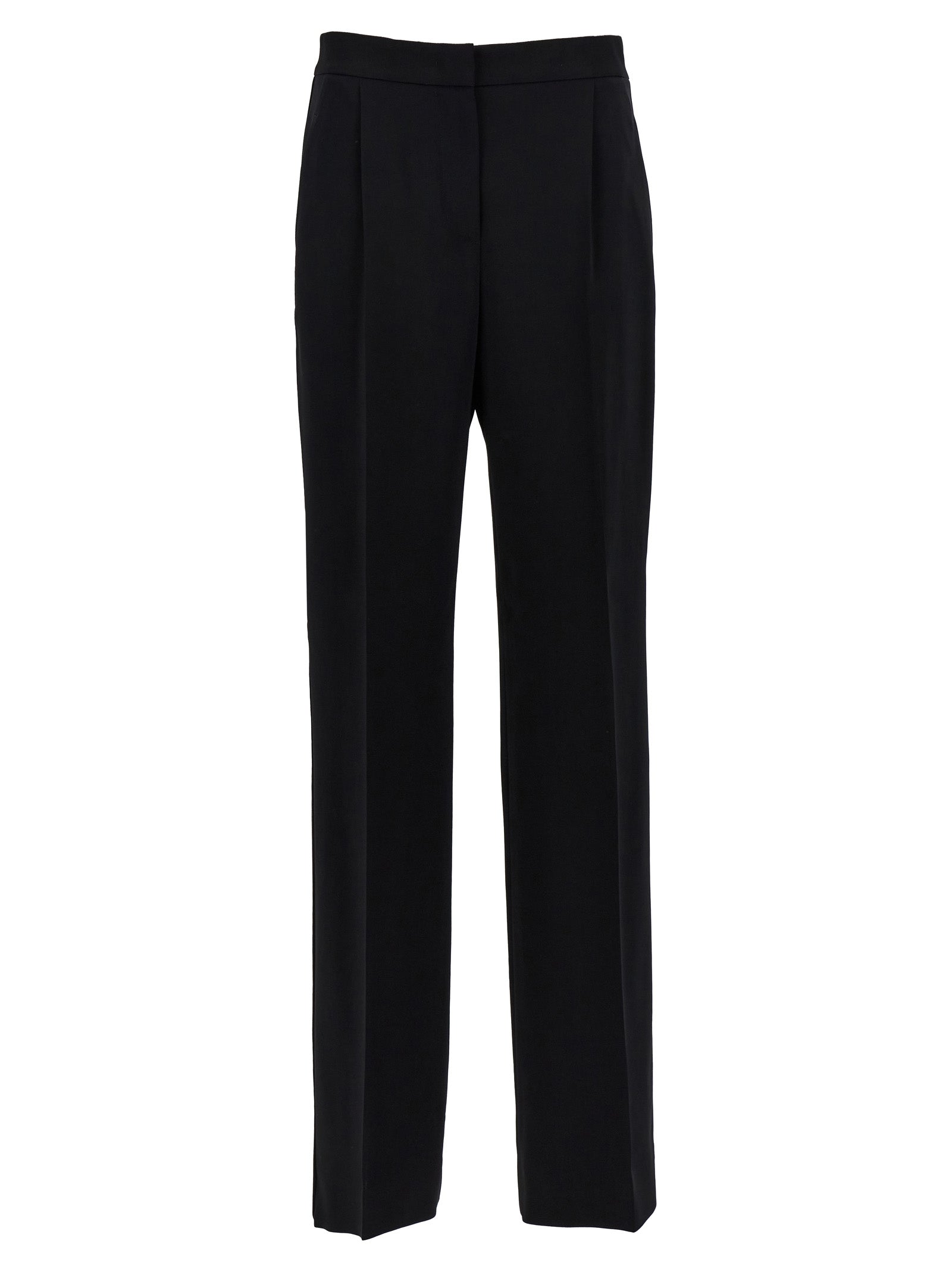 Alberta Ferretti-Satin Band Pantaloni Nero-Donna