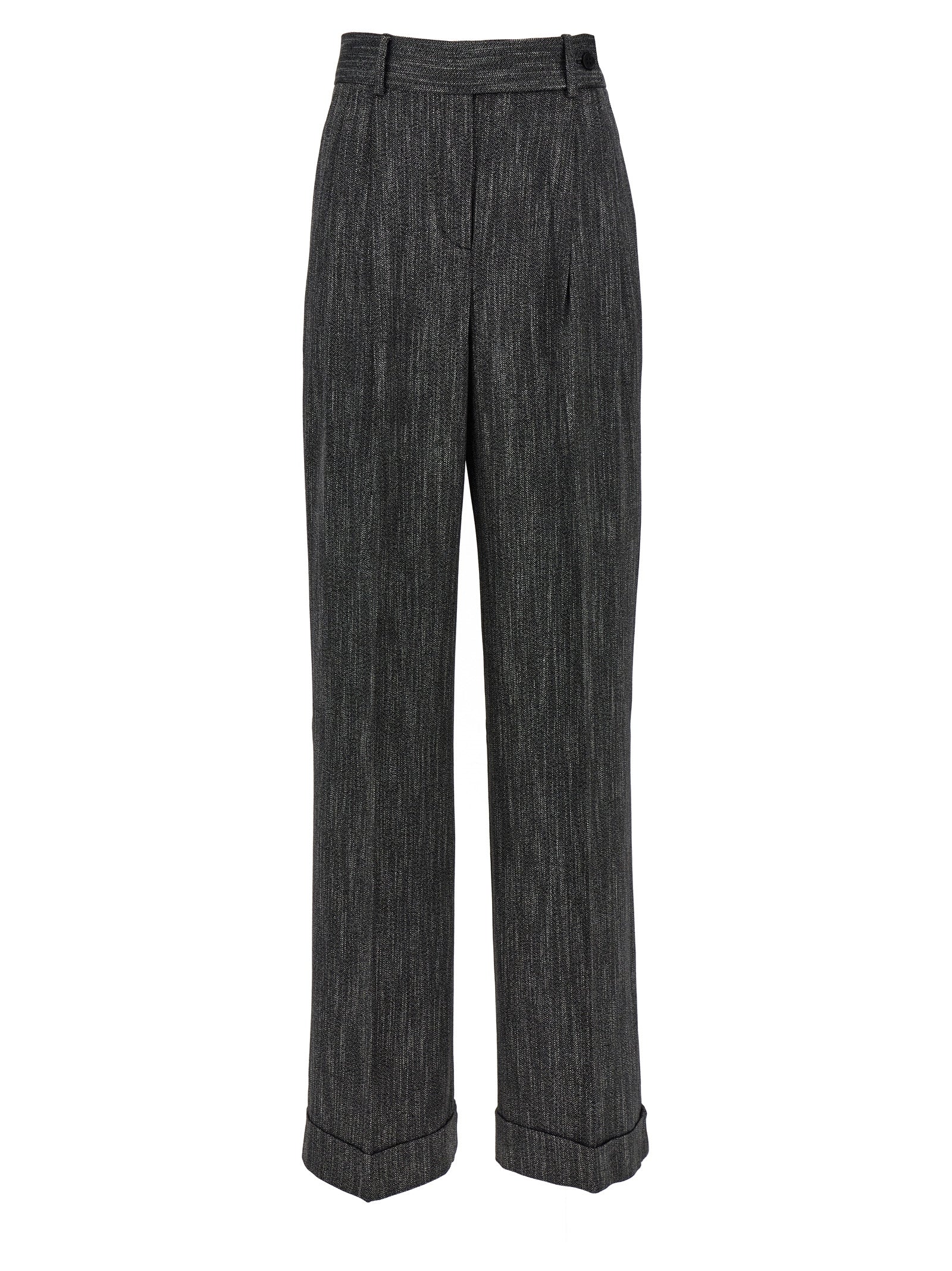 Alberta Ferretti-With Front Pleats Pantaloni Grigio-Donna