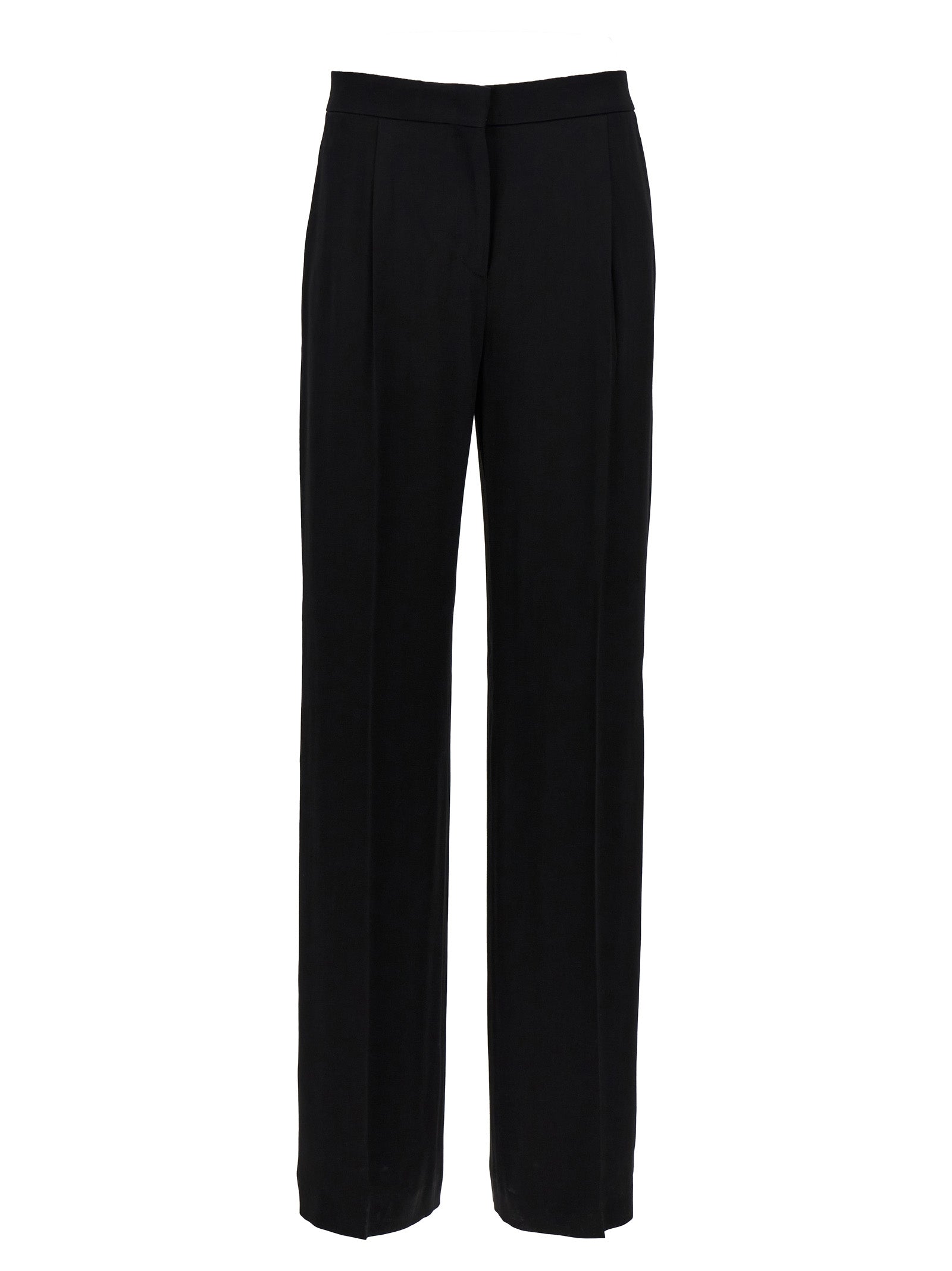 Alberta Ferretti-Satin Pantaloni Nero-Donna