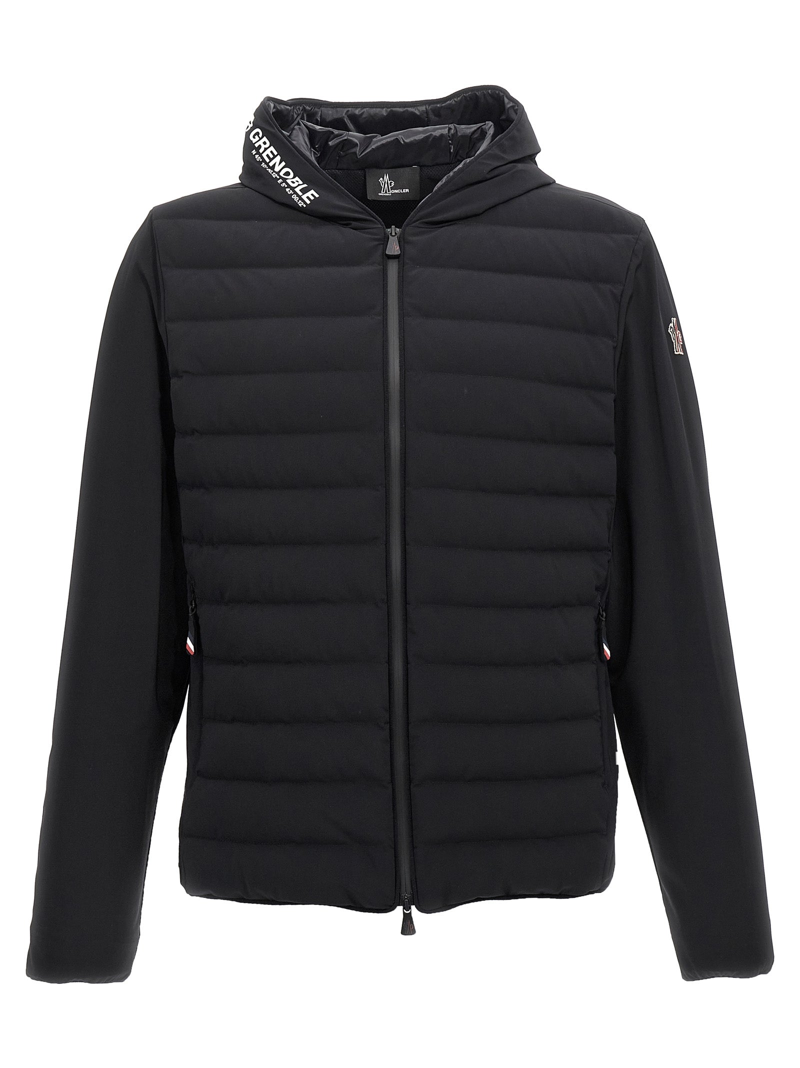 Moncler Grenoble-Padded Insert Hooded Cardigan Maglioni Nero-Uomo