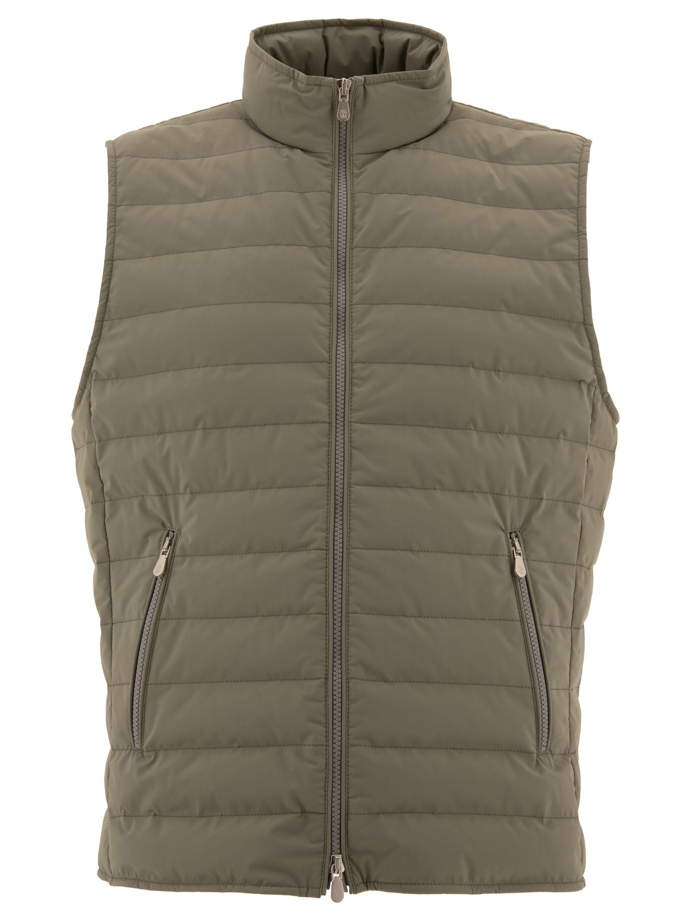 Brunello Cucinelli-Bonded Taffeta Lightweight Down Vest Giacche Verde-Uomo