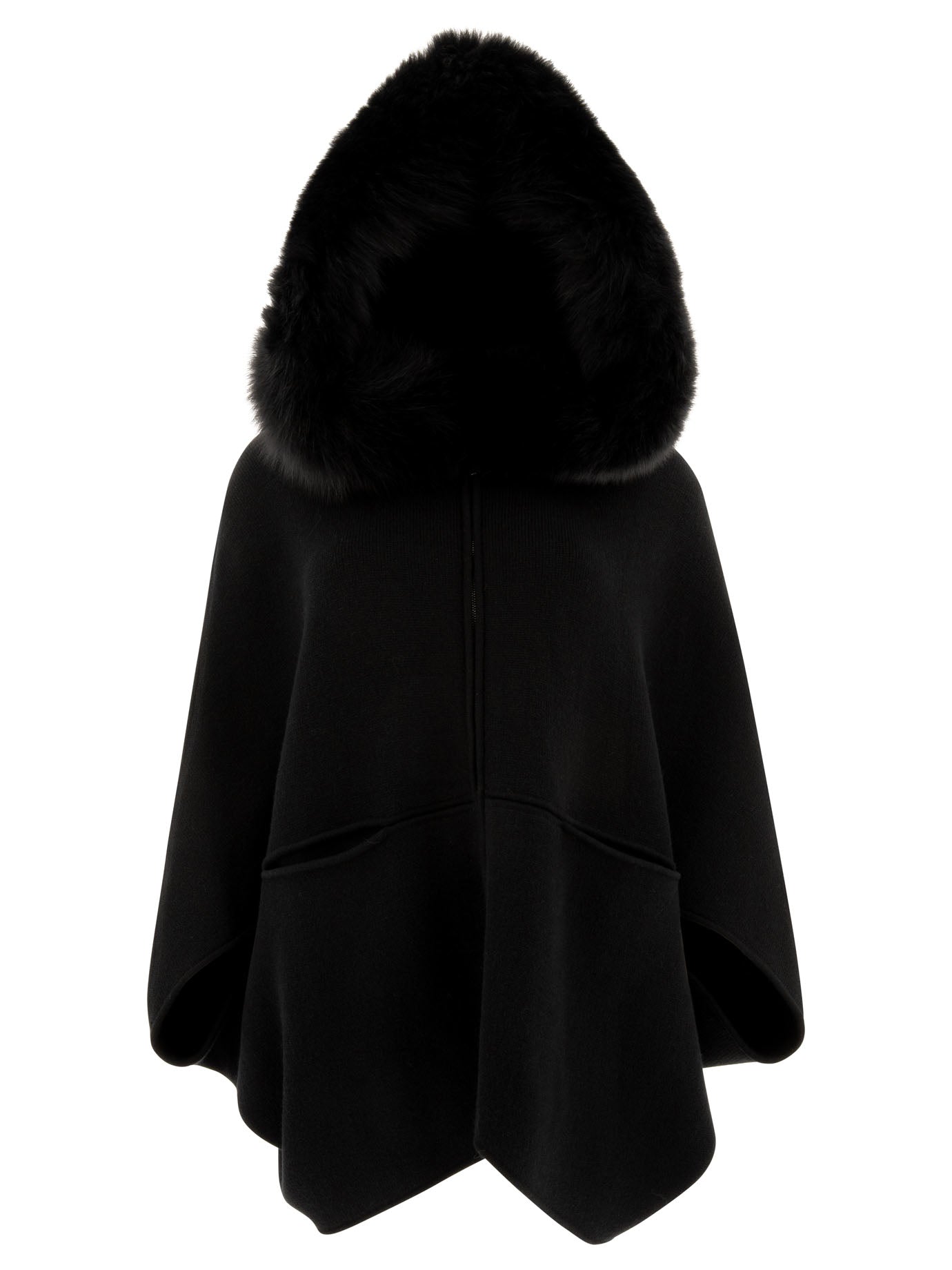 Giovi-Wool And Cashmere Poncho Coats Nero-Donna