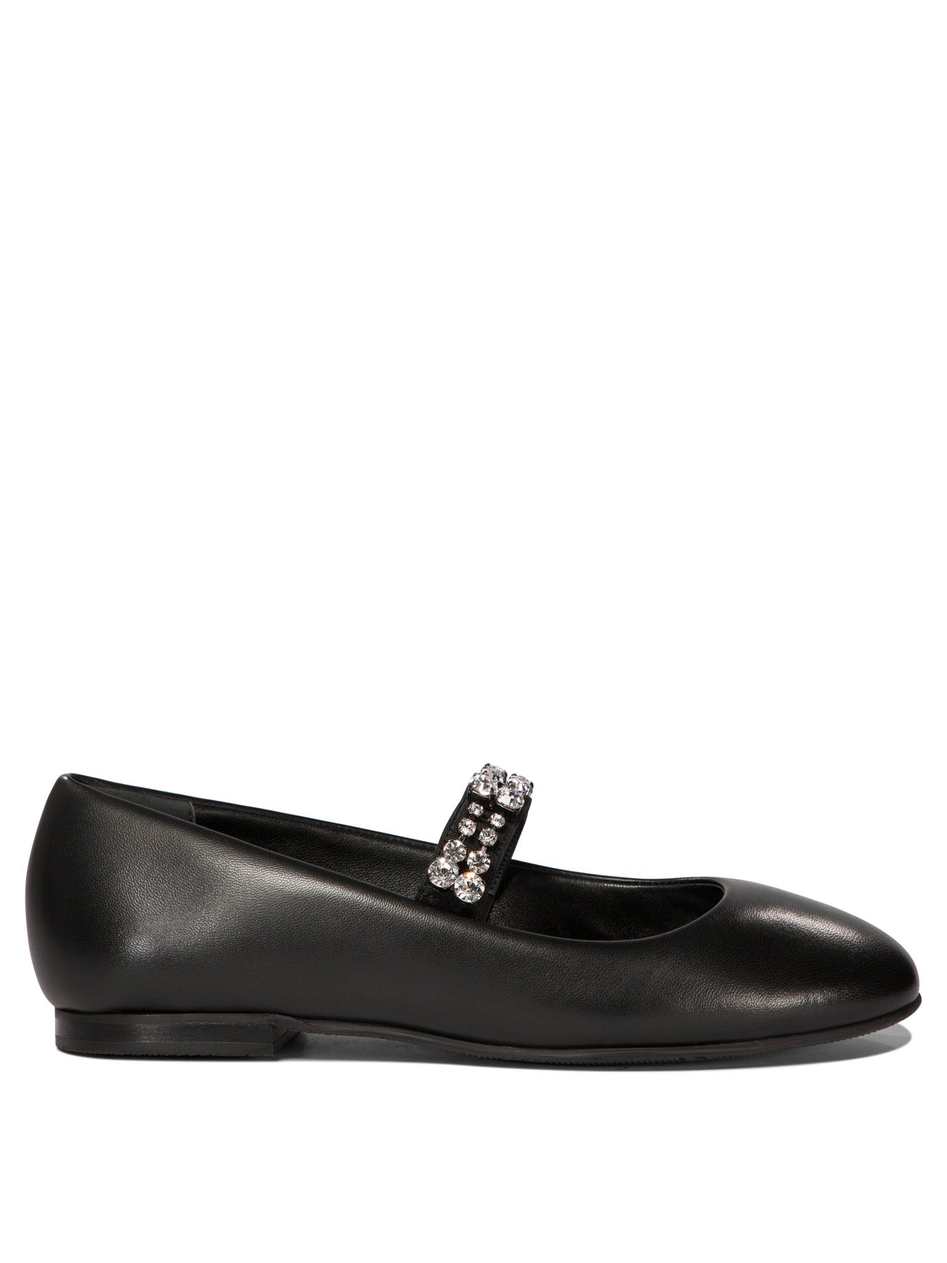 Casadei-Ballet Flats With Crystals Ballerinas Nero-Donna