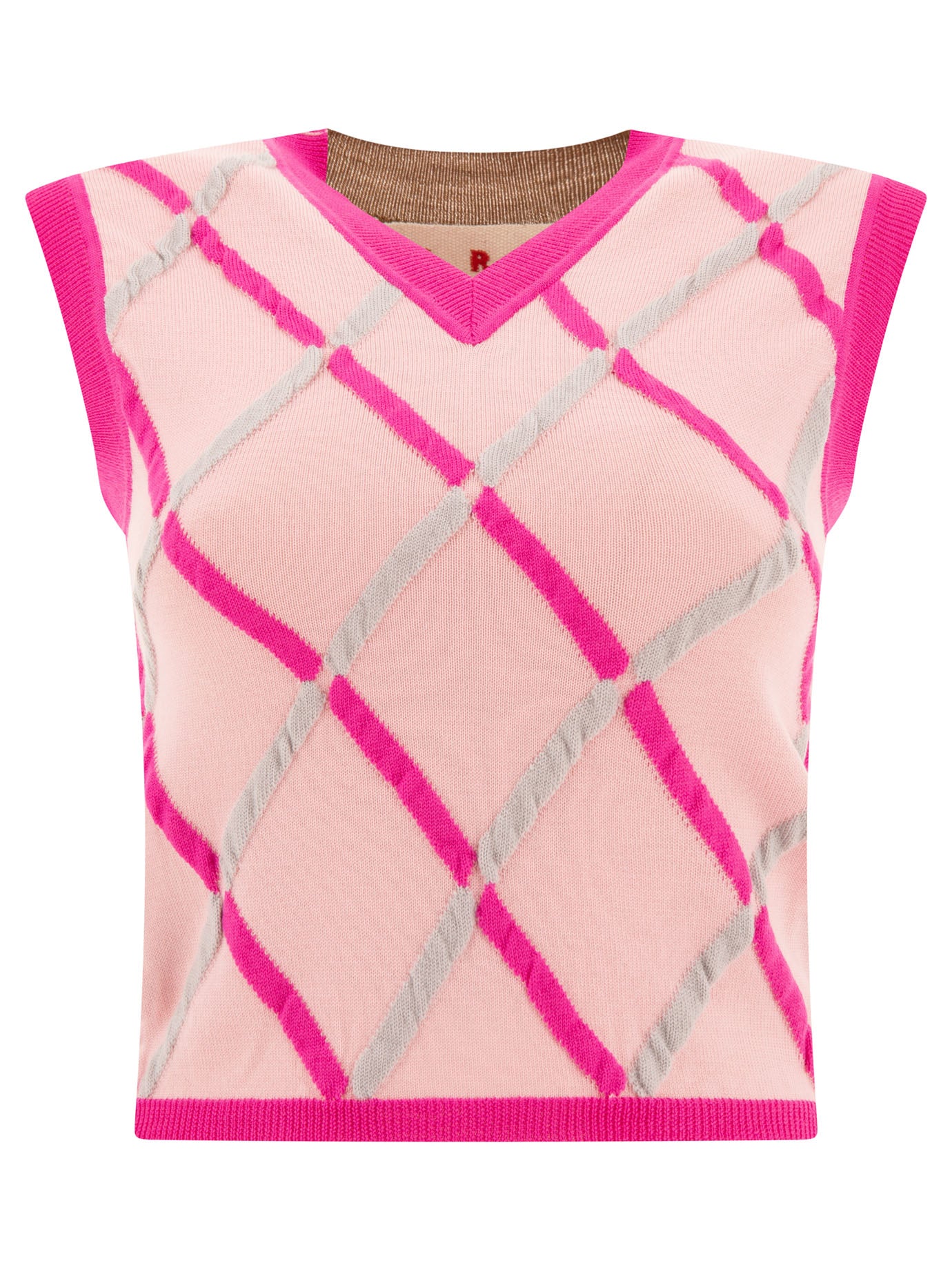 Marni-Waistcoat With Diamond Pattern Knitwear Rosa-Donna