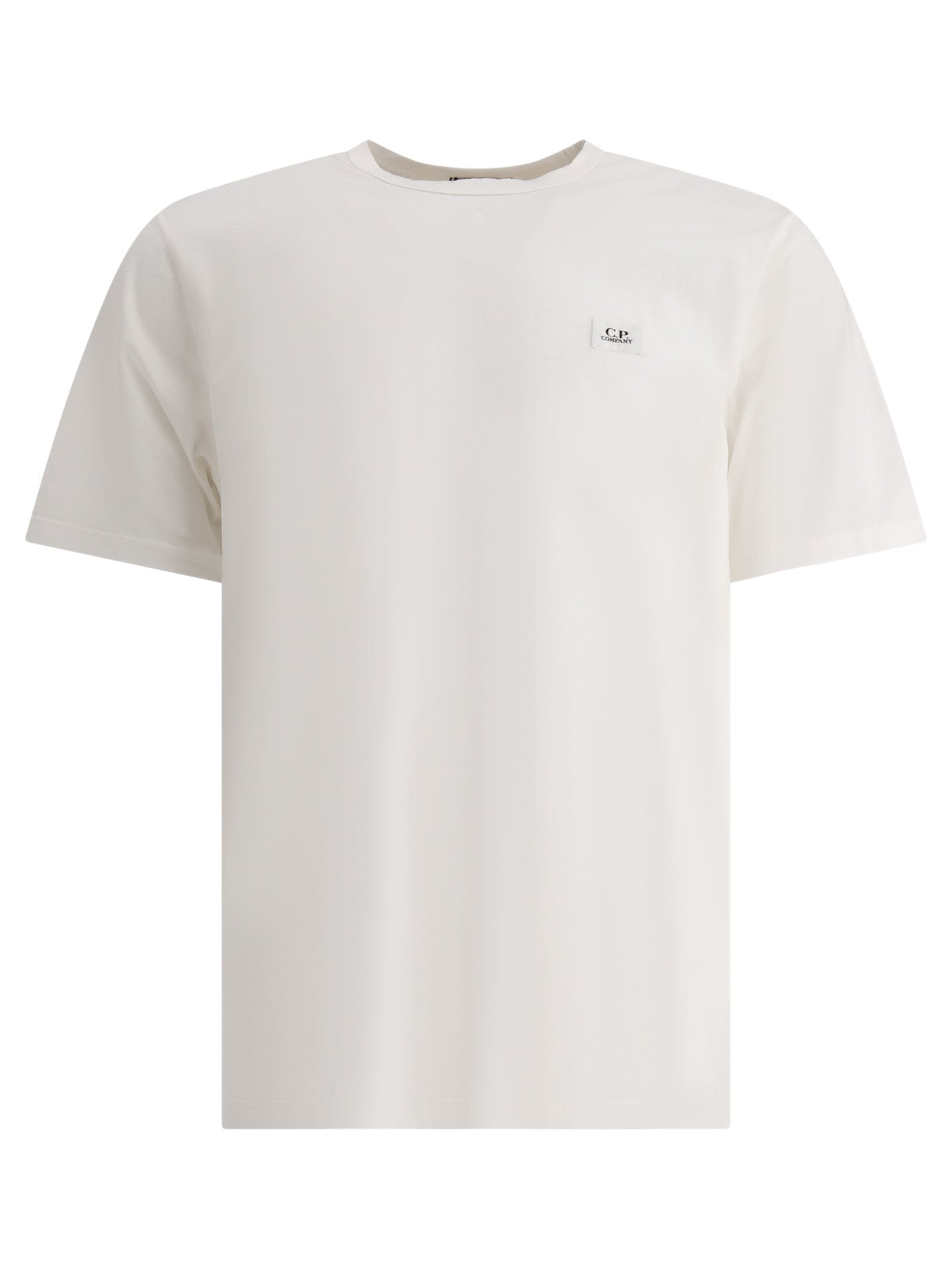 C. P. Company-T-Shirt With Logo Patch T-Shirts Bianco-Uomo