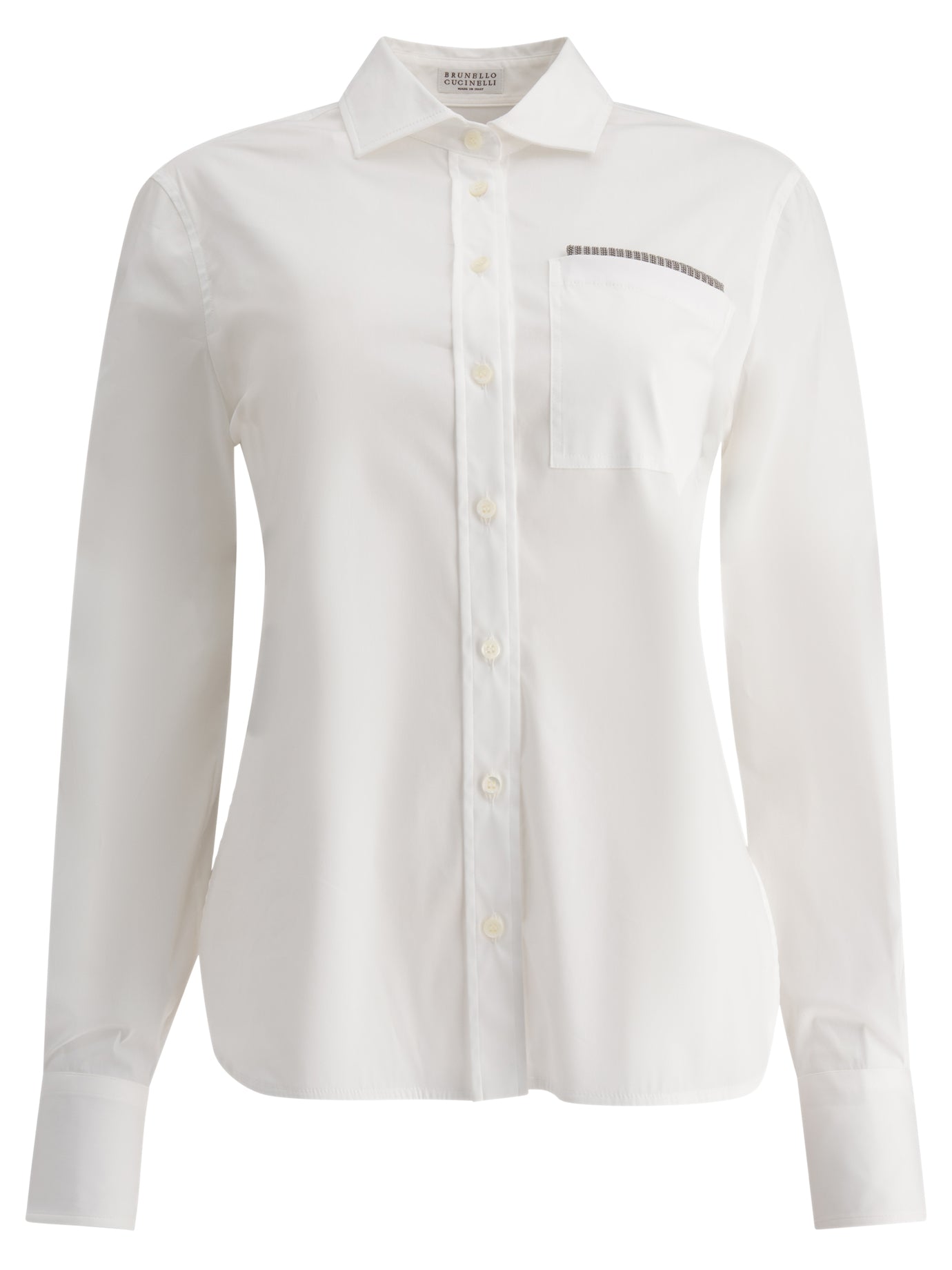 Brunello Cucinelli-Poplin Shirt Shirts Bianco-Donna