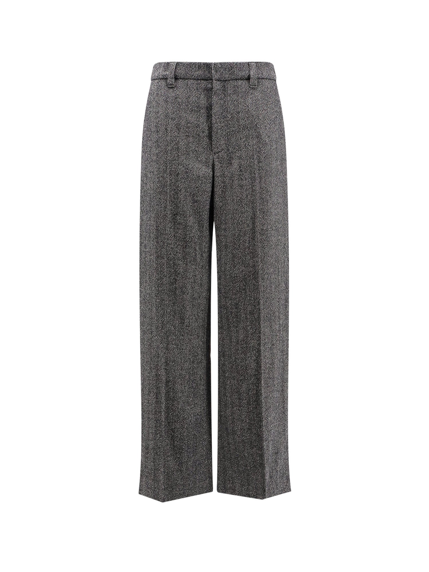 Brunello Cucinelli-Pantalone spigato in lana-Donna