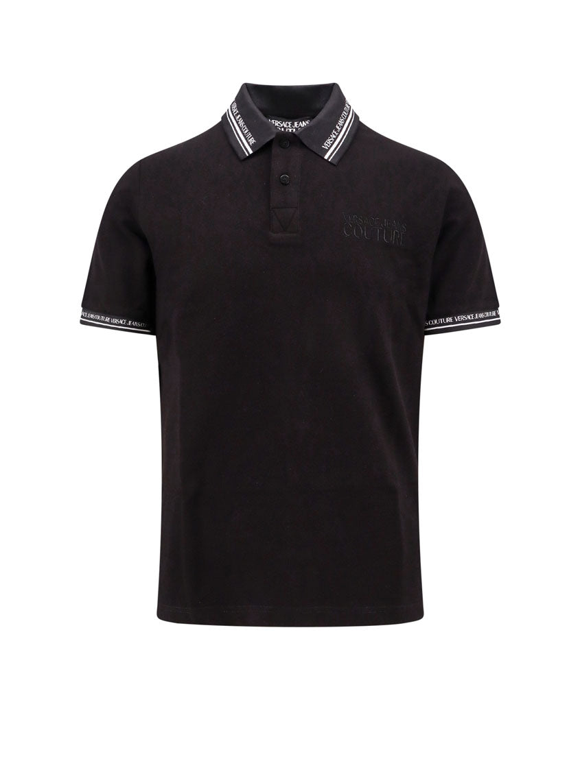 Versace Jeans-Maglia polo in cotone con profili logati-Uomo