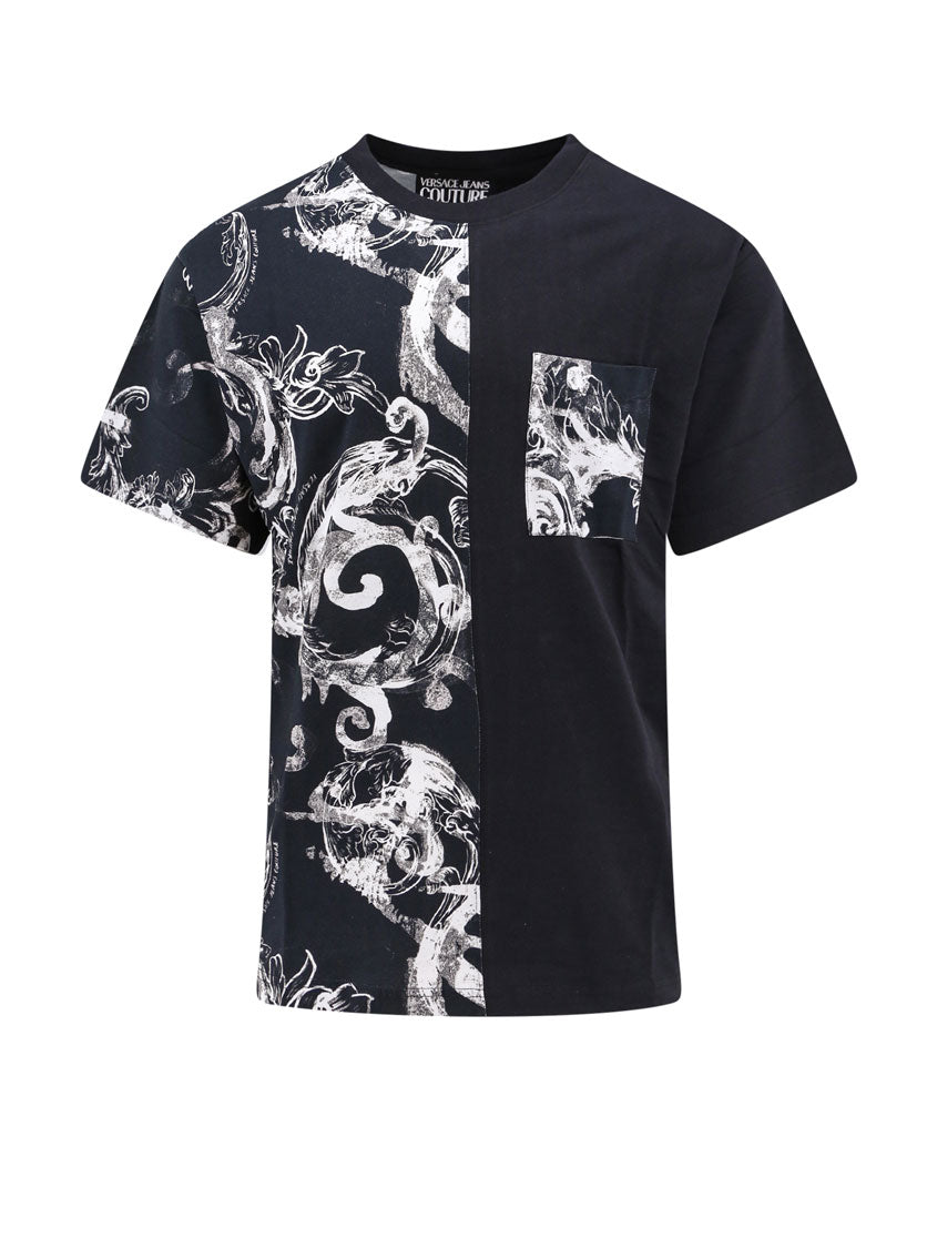 Versace Jeans-T-shirt in cotone con stampa in contrasto-Uomo