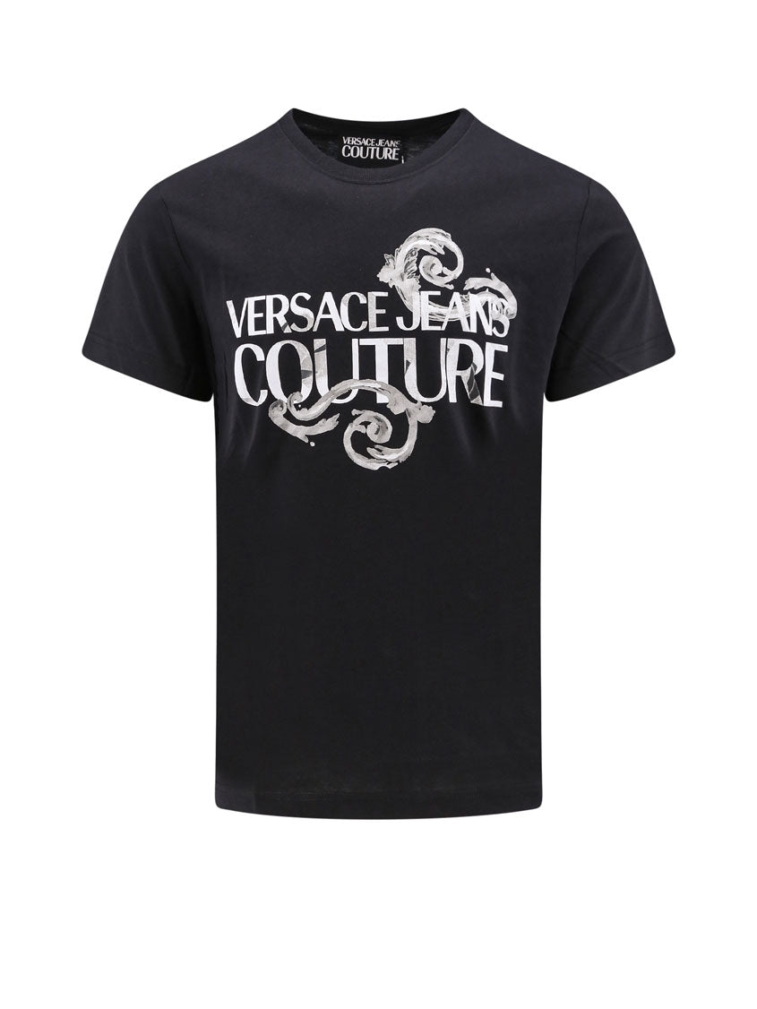 Versace Jeans-T-shirt in cotone con stampa Logo Watercolor-Uomo