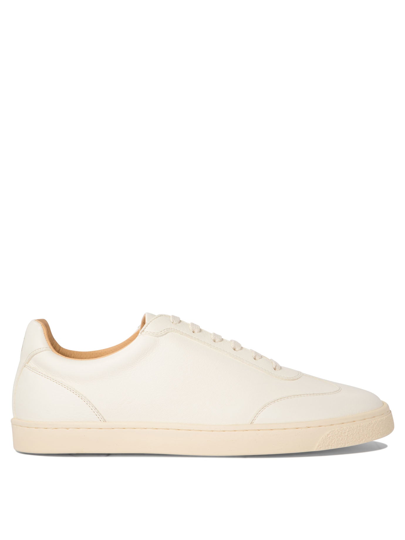 Brunello Cucinelli-Leather Sneakers Sneakers & Slip-On Bianco-Uomo