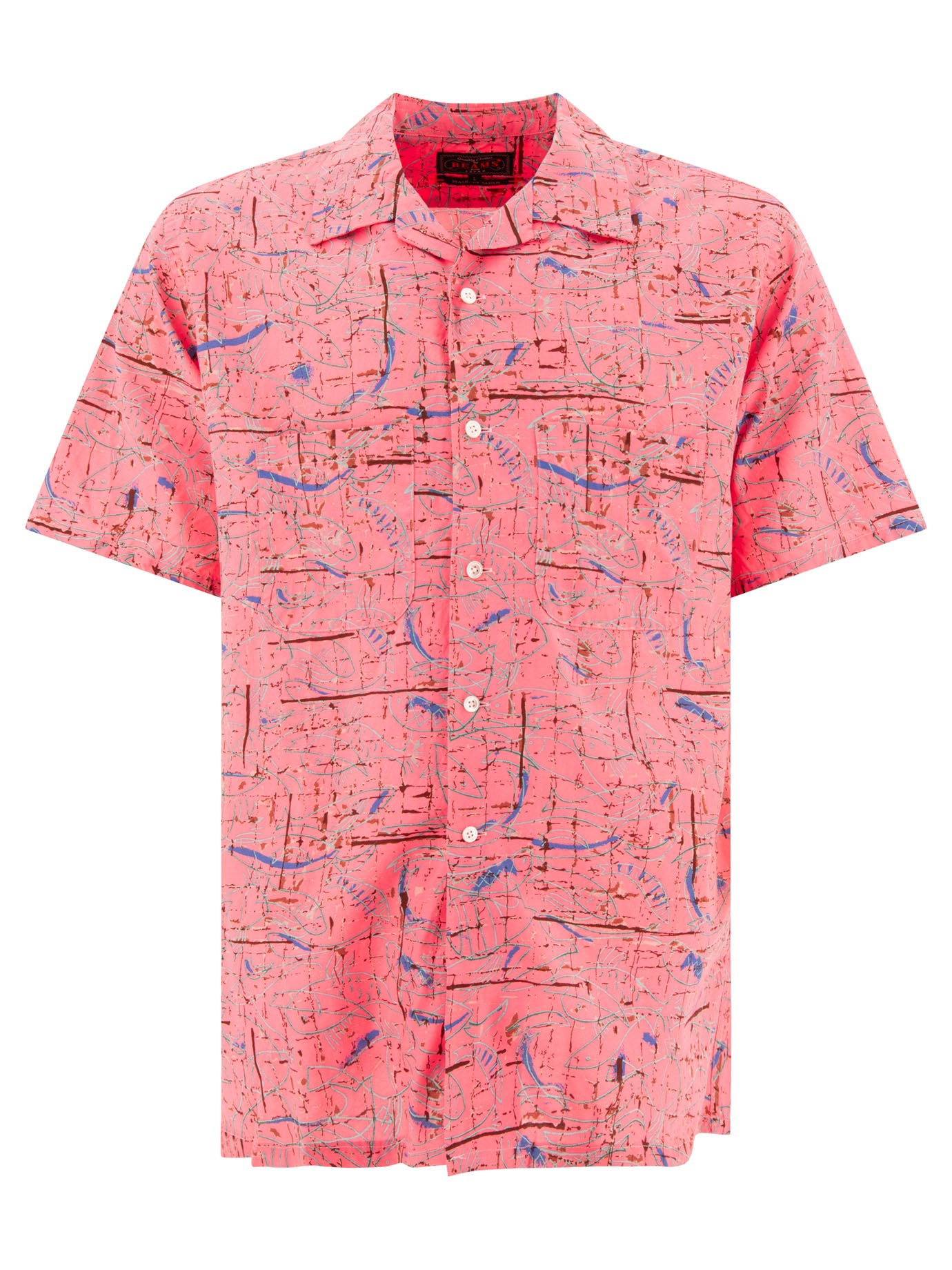 Beams Plus-Printed Shirt Shirts Rosa-Uomo