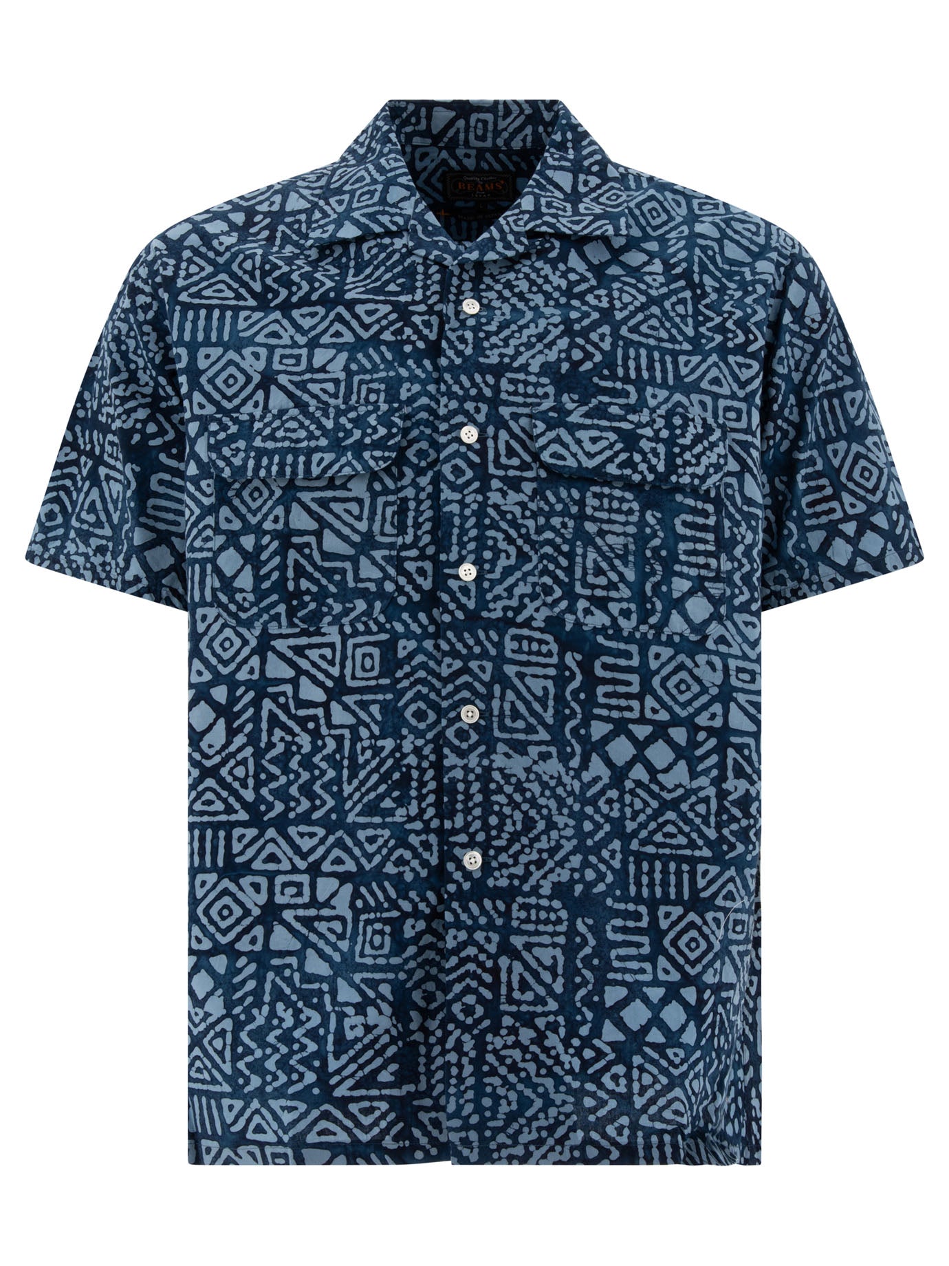 Beams Plus-Printed Shirt Shirts Blu-Uomo