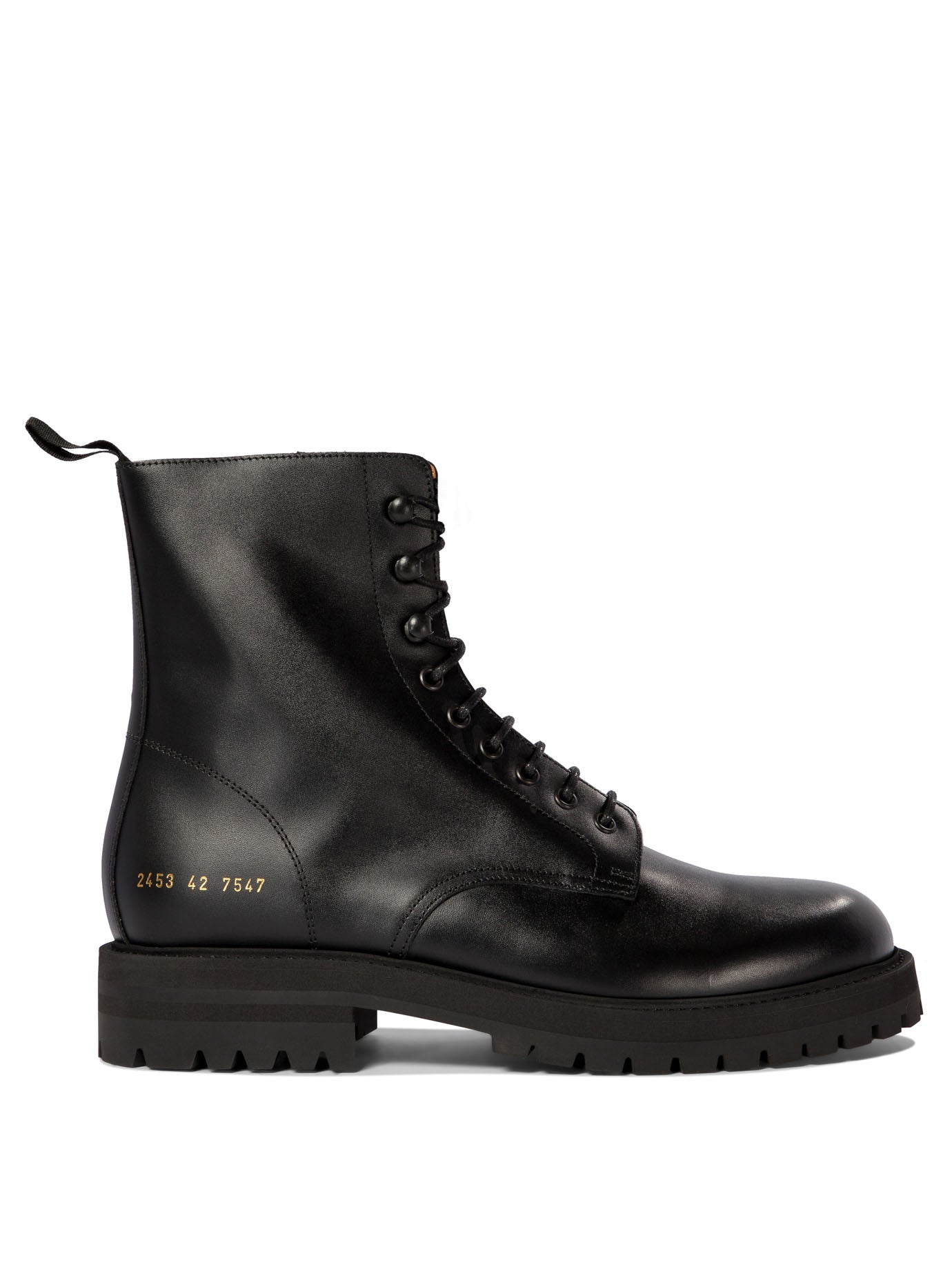 Common Projects-Leather Combat Boots Stivali & Stivaletti Nero-Uomo