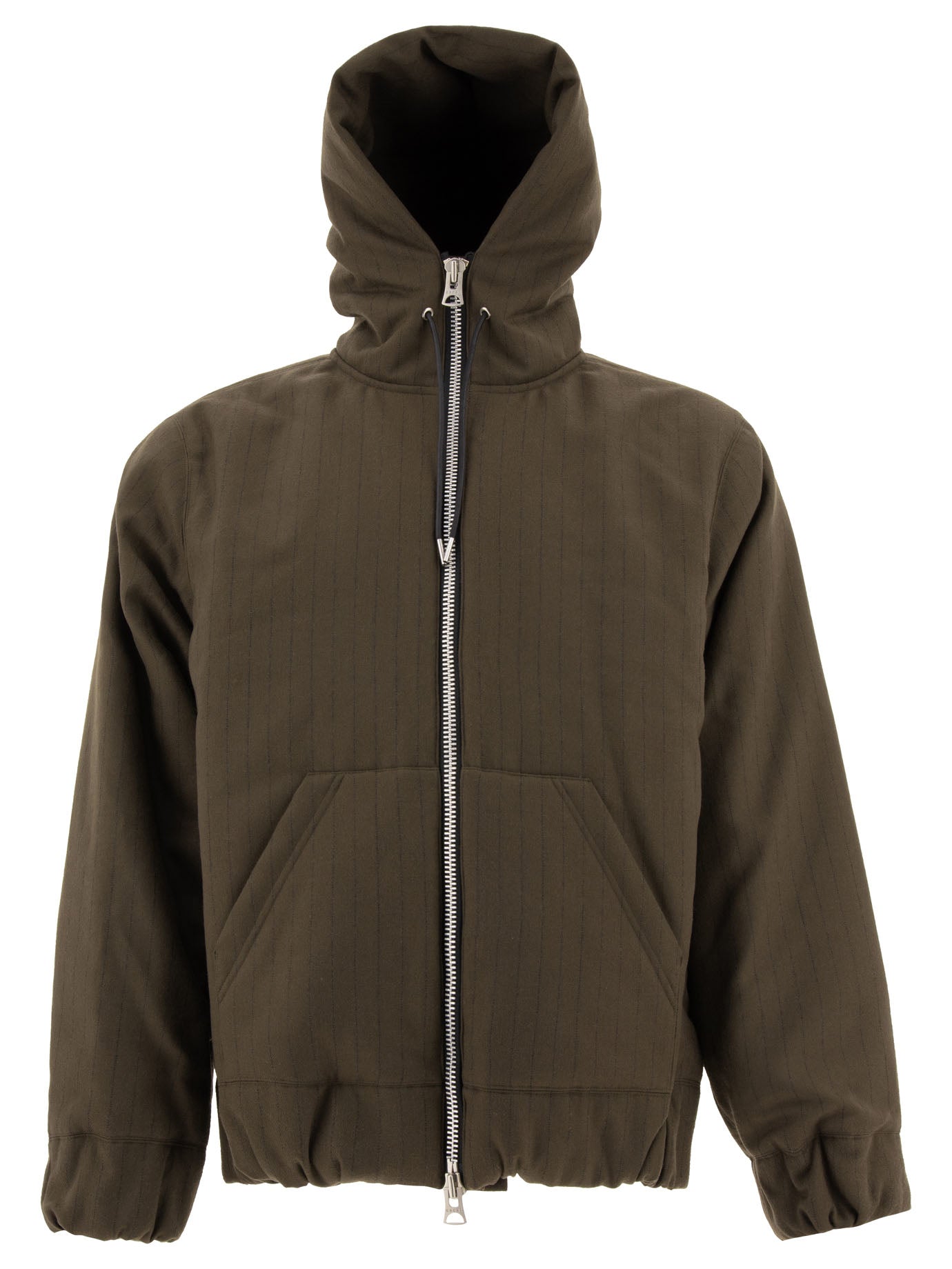 Sacai-Pinstriped Hooded Jacket Giacche Marrone-Uomo