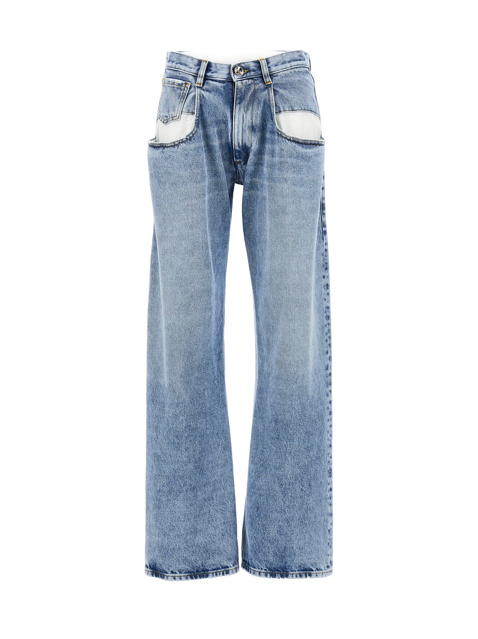 Maison Margiela-Tagli Laterali Jeans Celeste-Donna