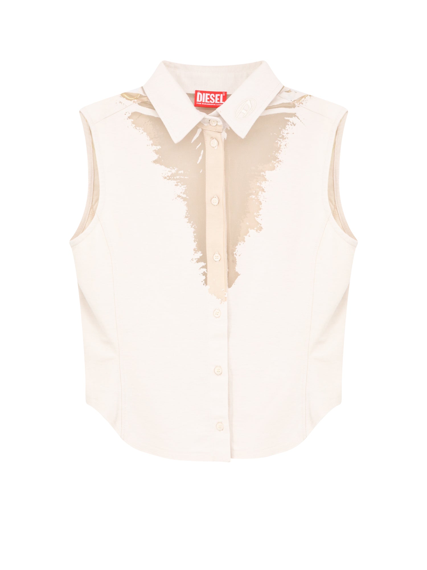 Diesel-Camicia in misto cotone con inserto trasparente-Donna