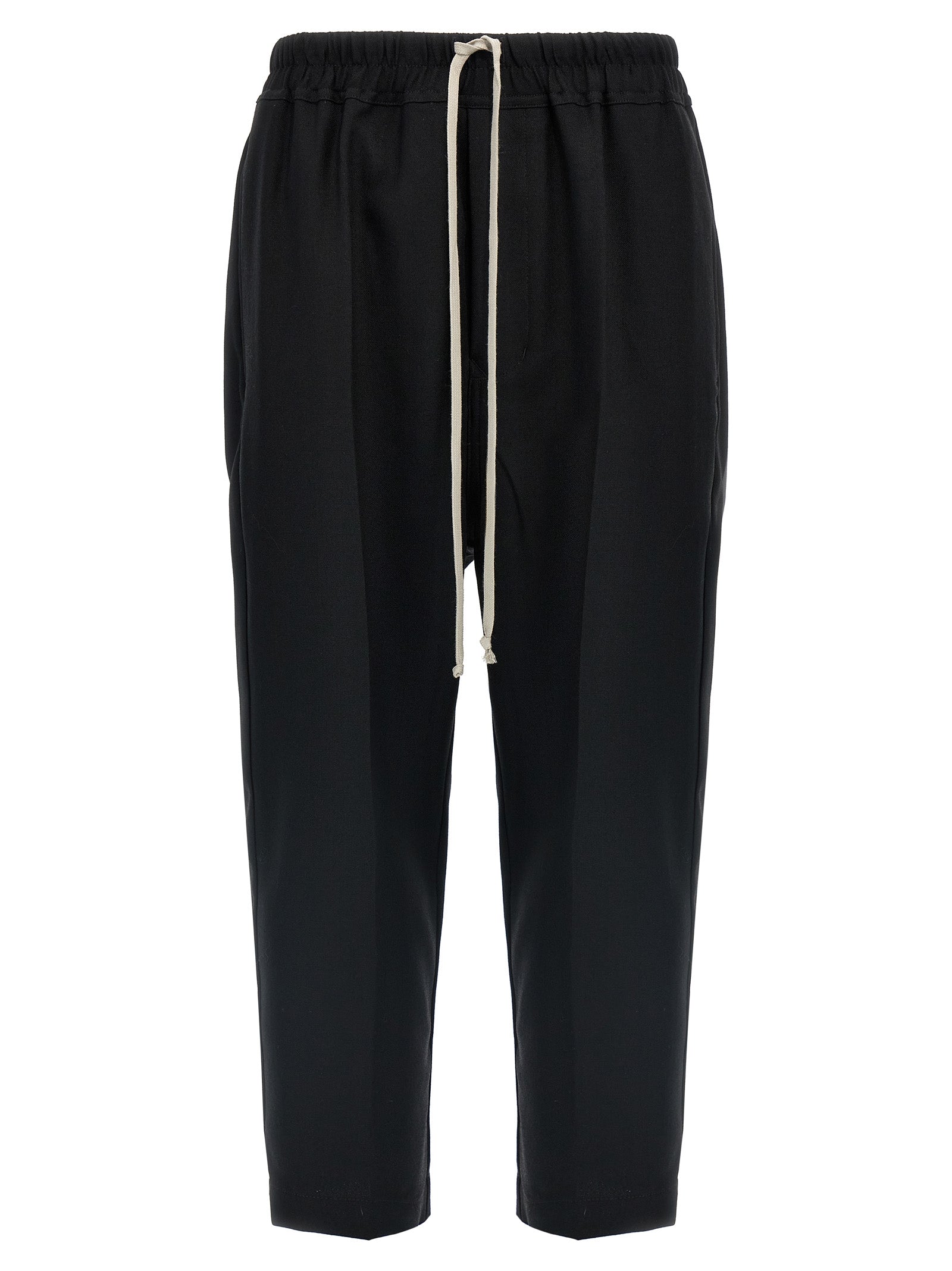 Rick Owens-Drawstring Astaires Cropped Pantaloni Nero-Donna