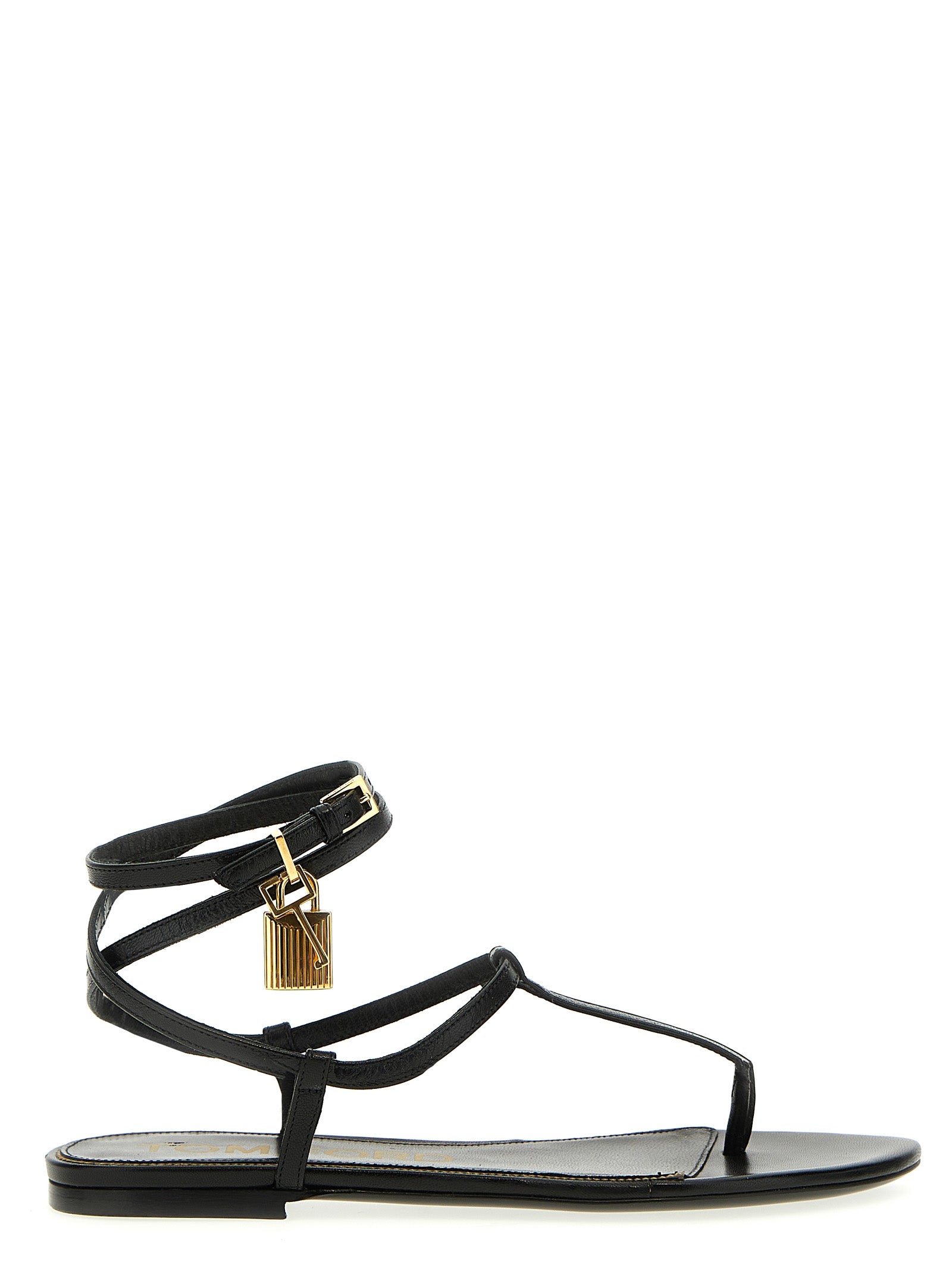 Tom Ford-Padlock Detail Thong Sandali Nero-Donna