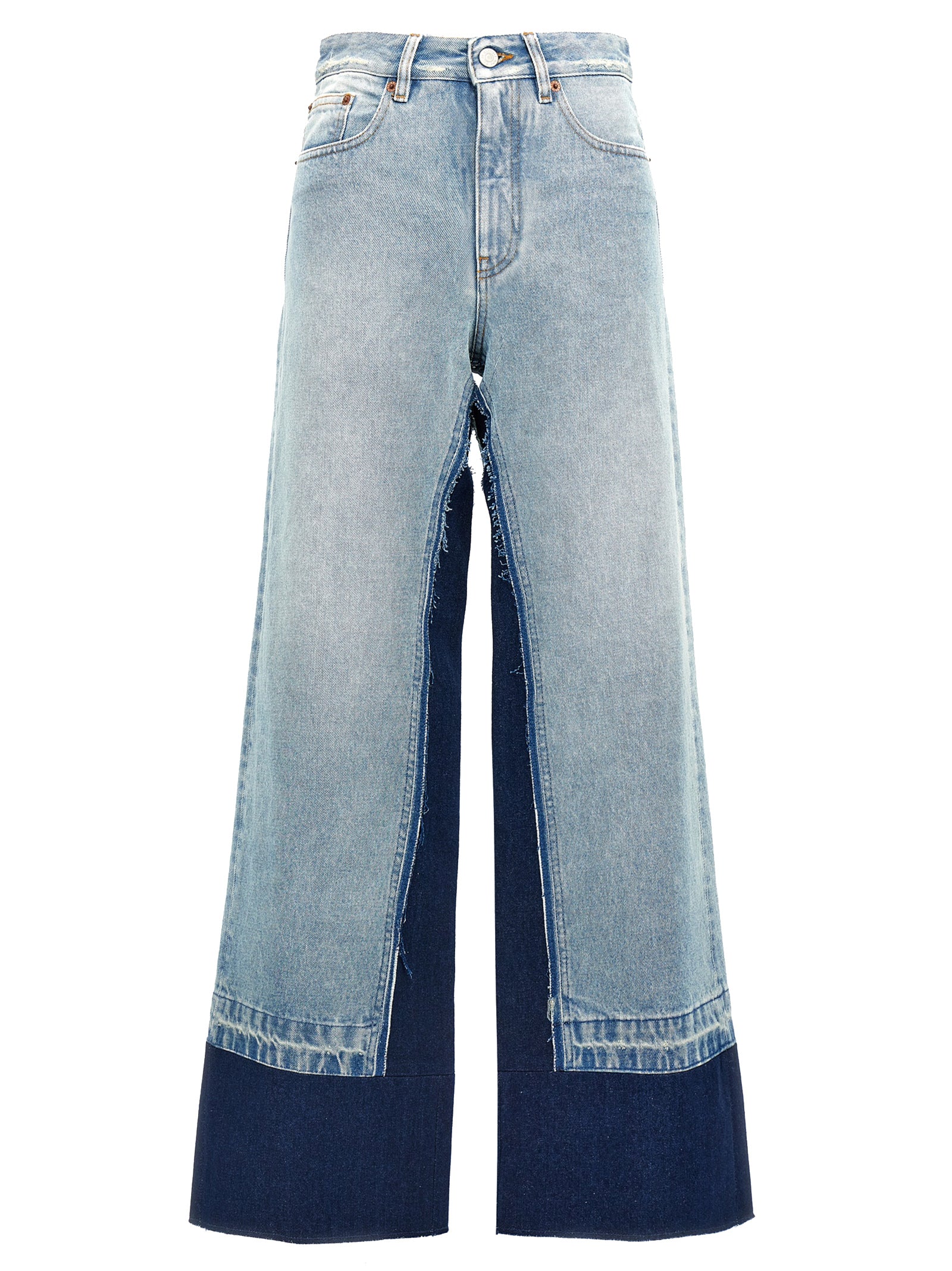 Mm6 Maison Margiela-Contrast Insert Jeans Celeste-Donna