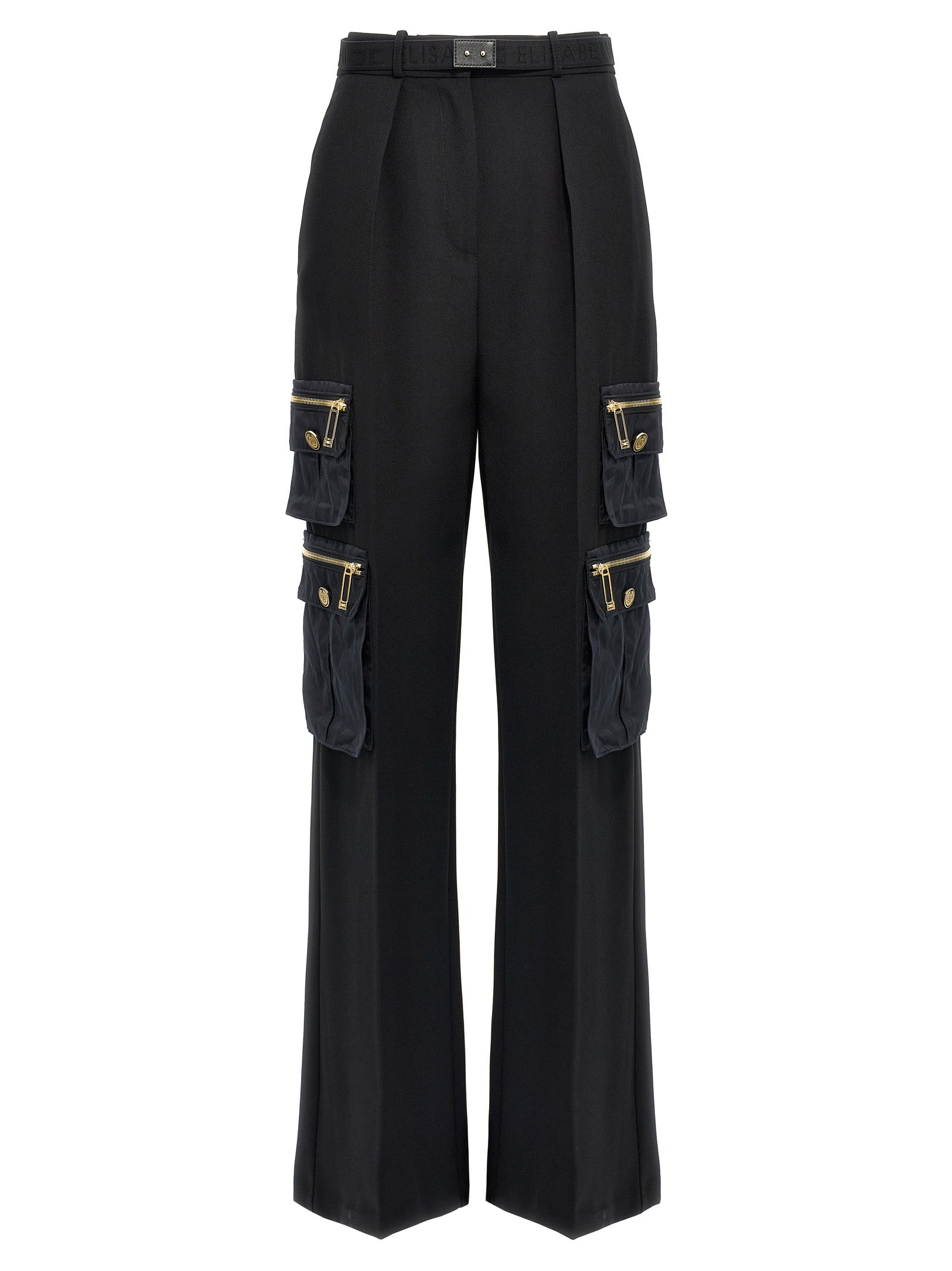 Elisabetta Franchi-Cargo Pantaloni Nero-Donna