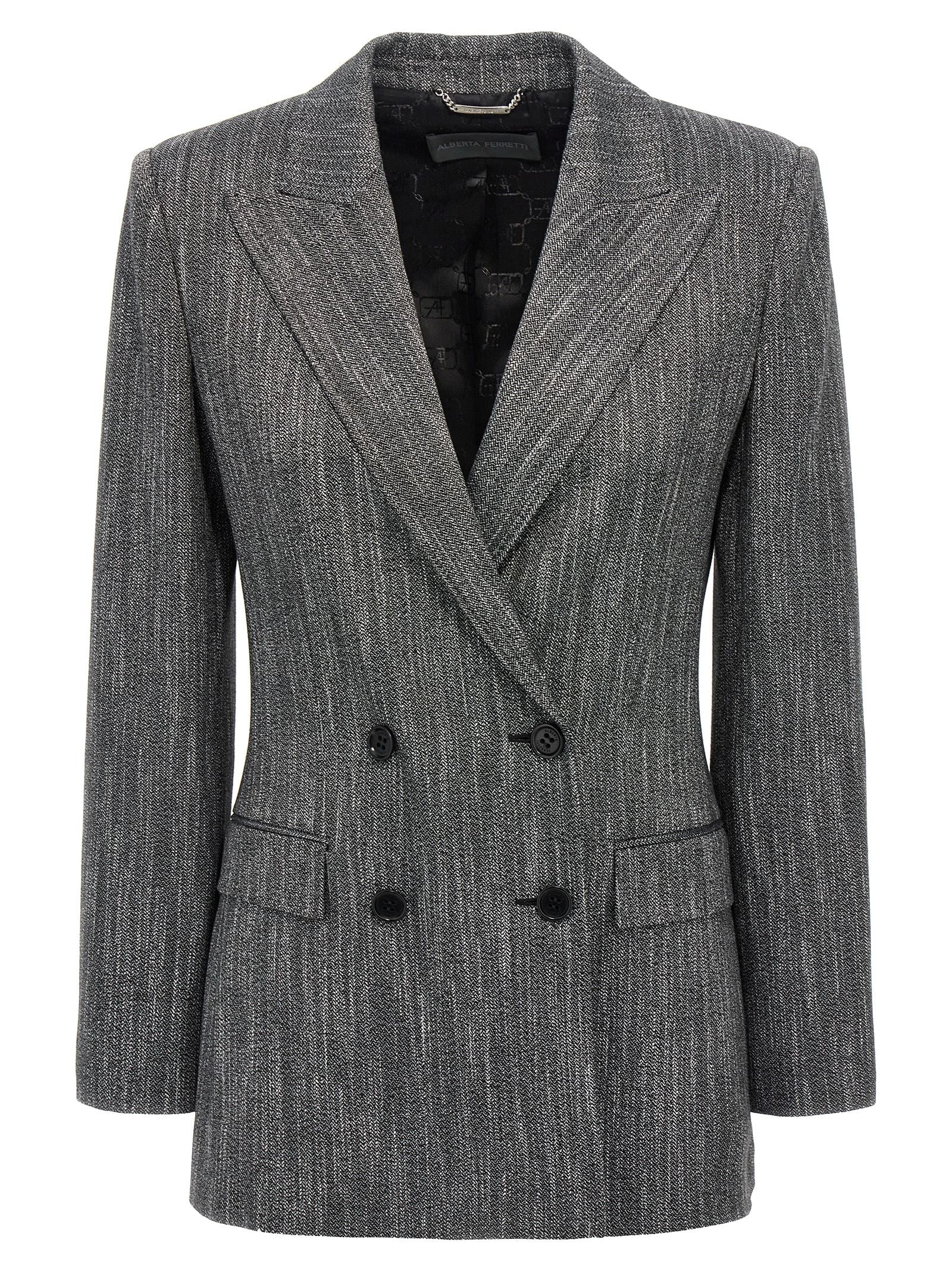 Alberta Ferretti-Double-Breasted Blazer Blazer And Suits Grigio-Donna