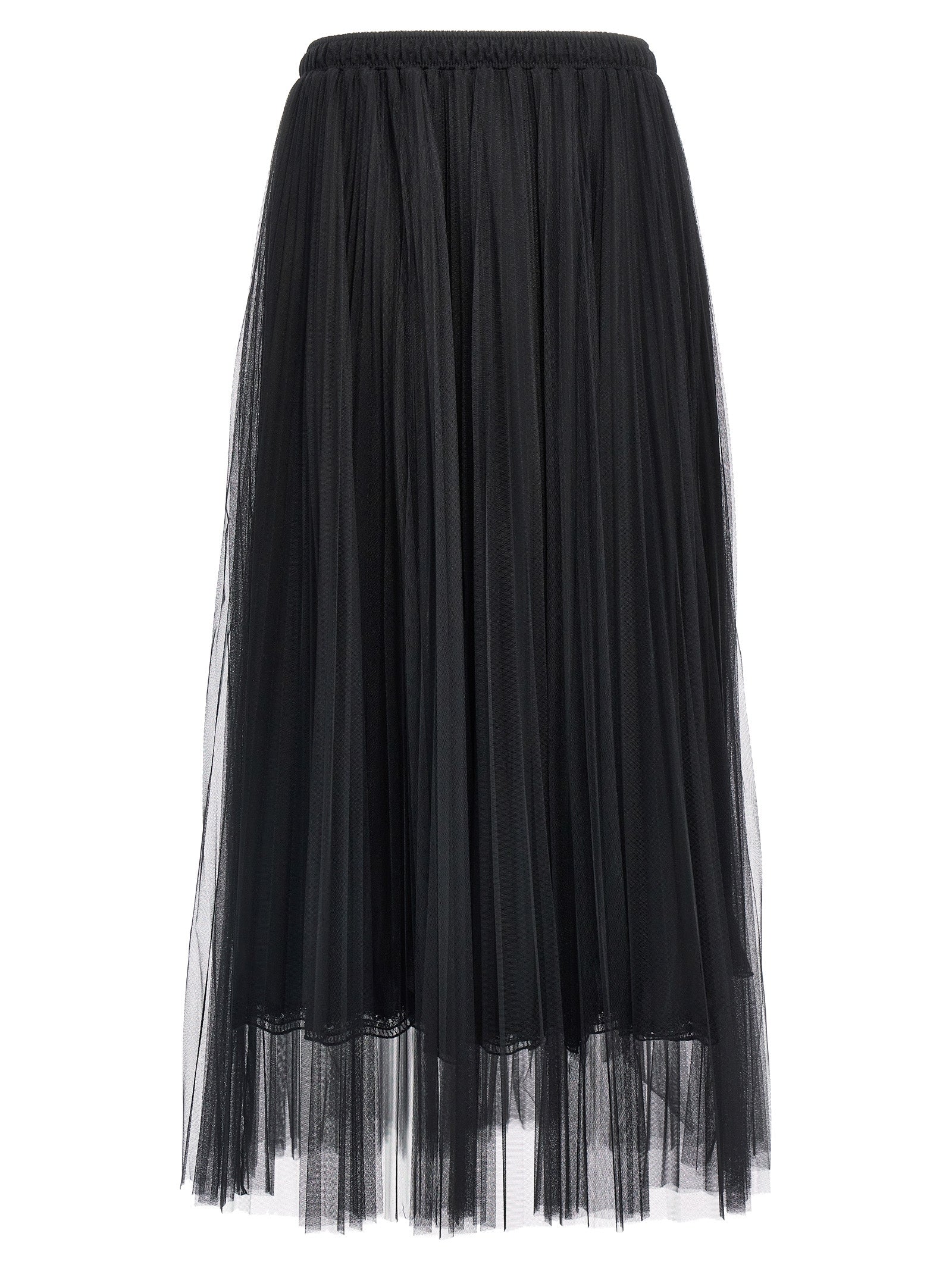 Ermanno Scervino-Pleated Tulle Skirt Gonne Nero-Donna