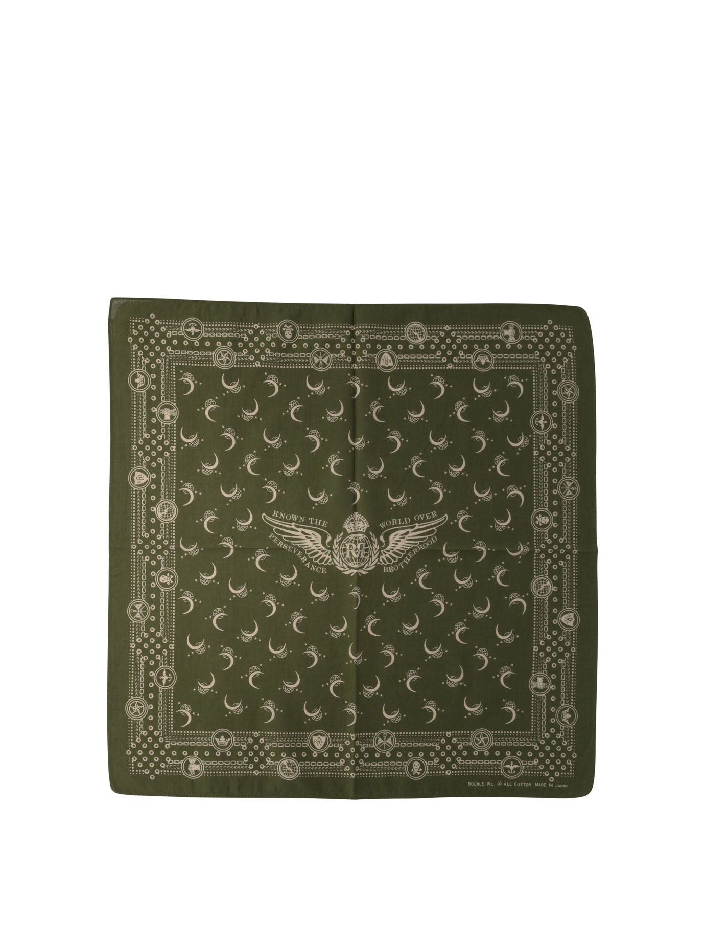 Rrl By Ralph Lauren-Winged-Logo Cotton Bandana Scarves Verde-Uomo