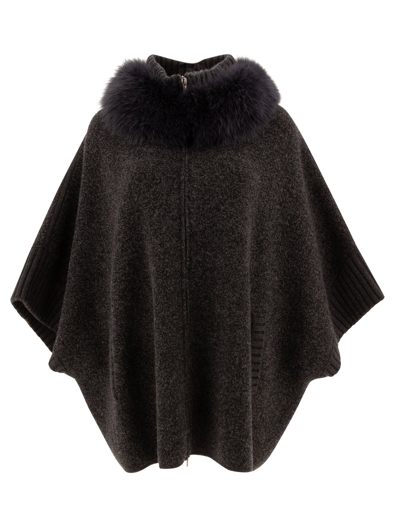 Giovi-Wool And Cashmere Poncho Coats Grey-Donna