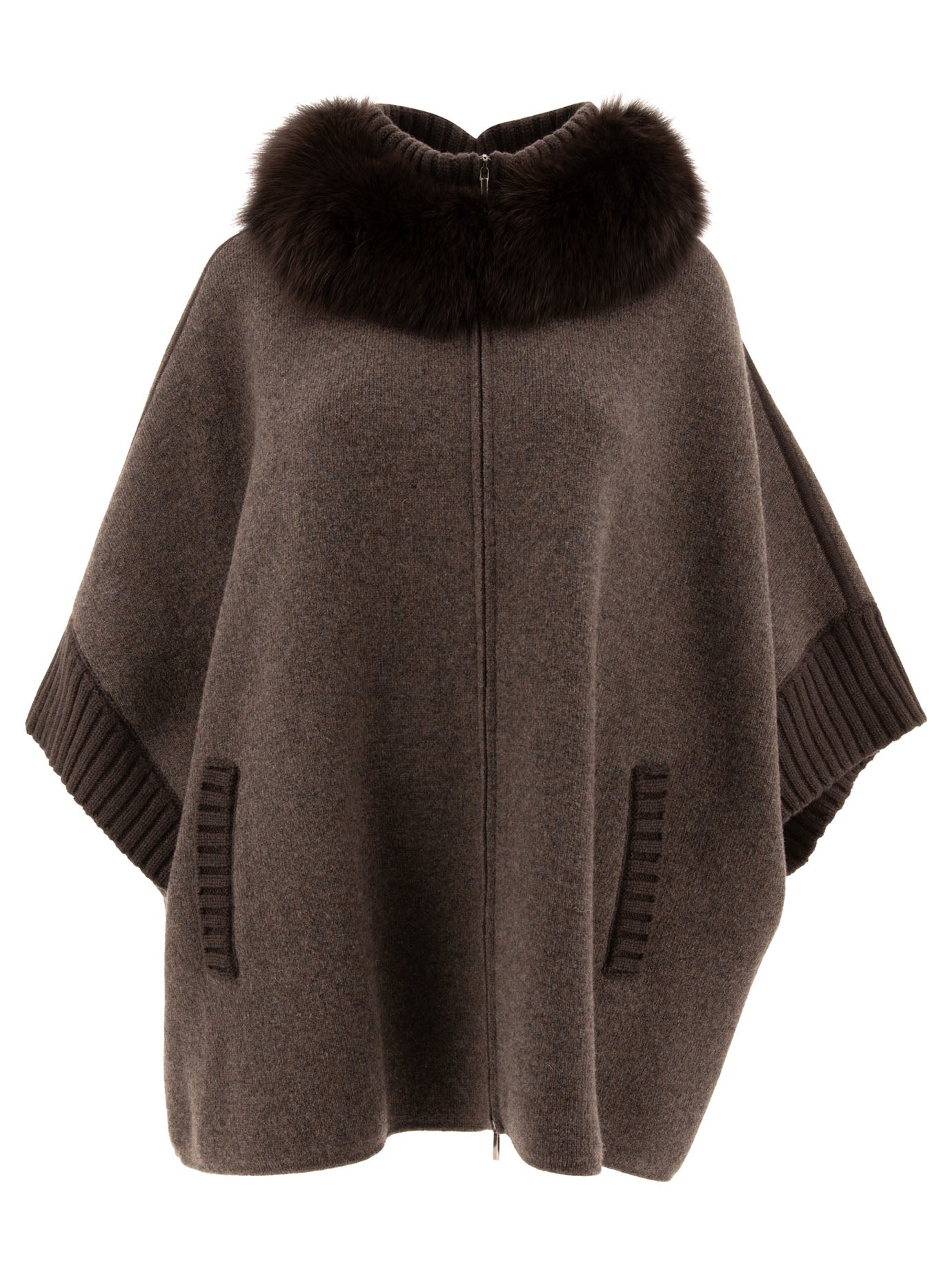 Giovi-Wool And Cashmere Poncho Coats Marrone-Donna