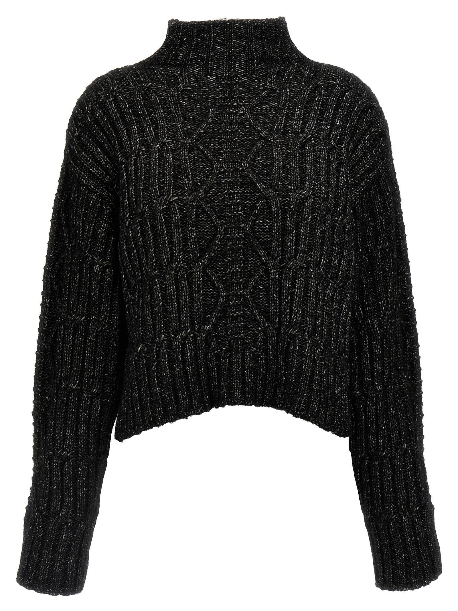 Alberta Ferretti-Braided Sweater Maglioni Grigio-Donna