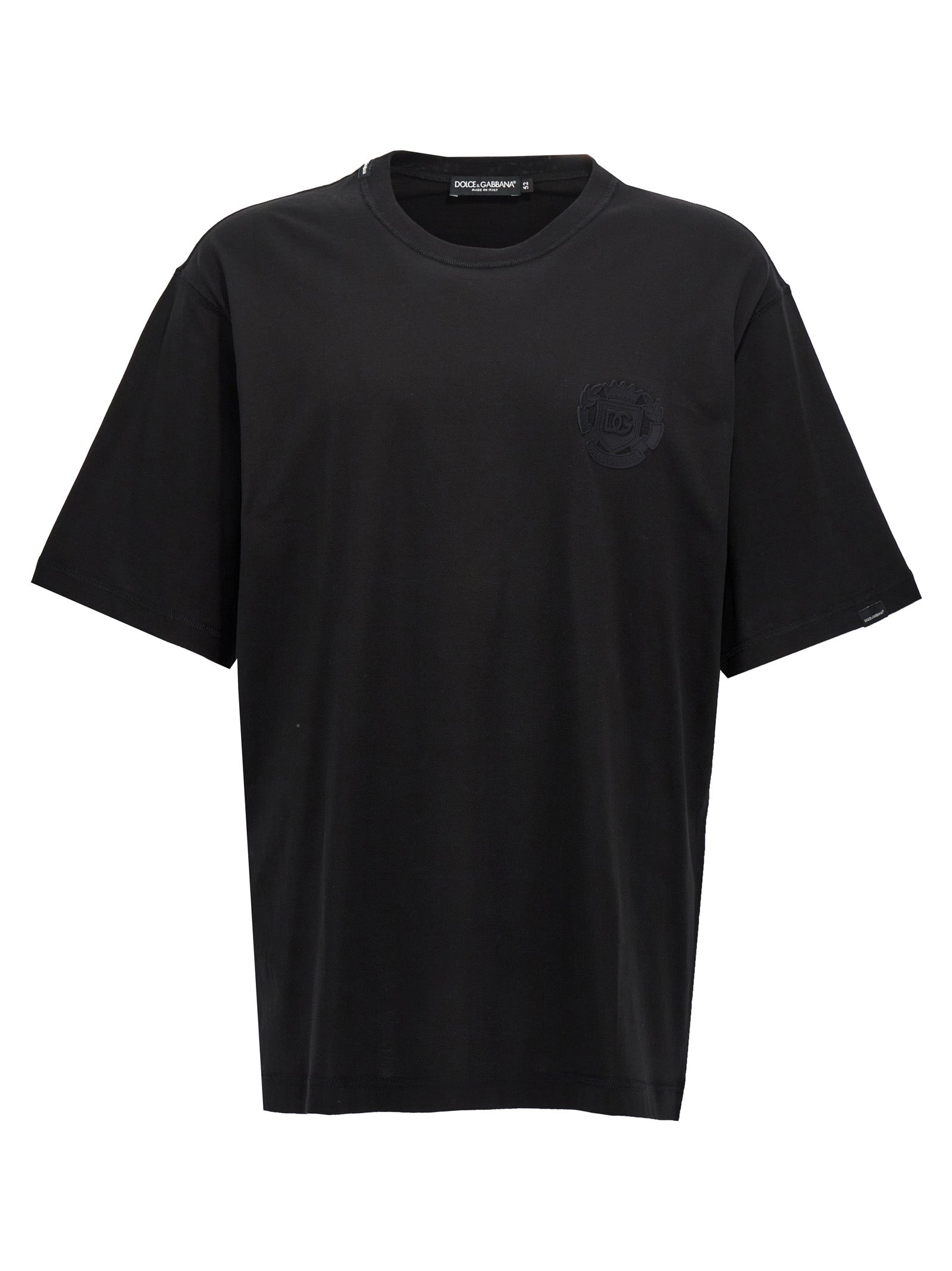 Dolce & Gabbana-Logo Embroidery T Shirt Nero-Uomo