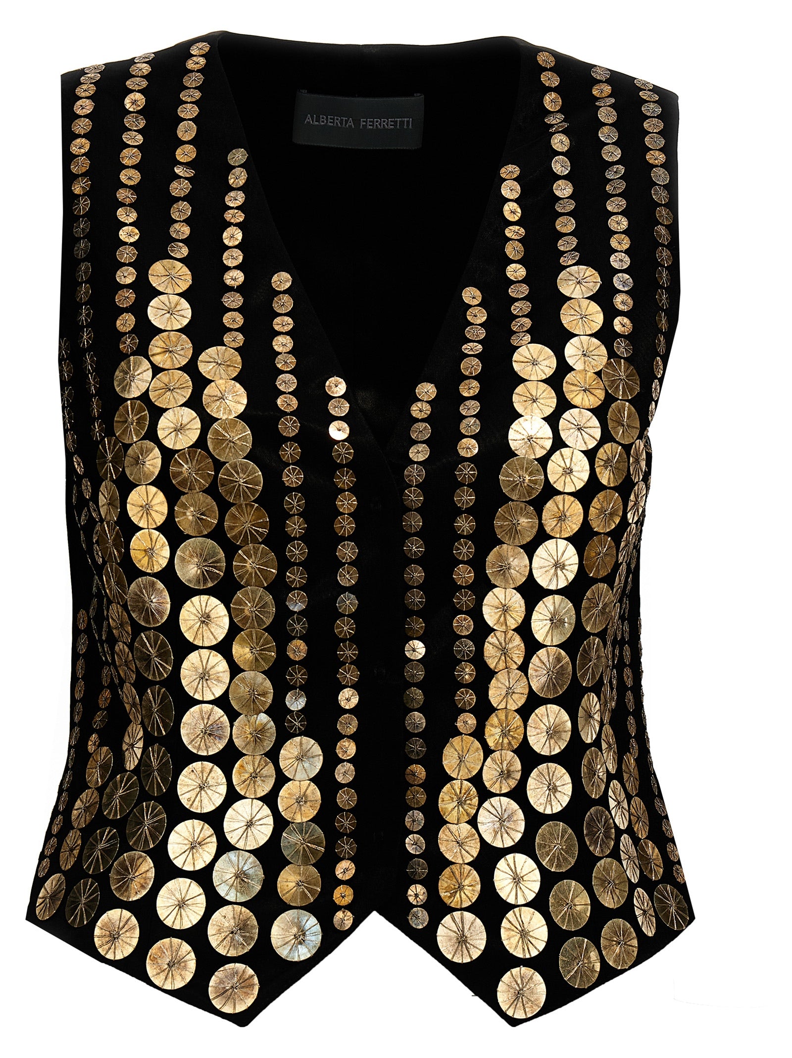 Alberta Ferretti-Sequin Vest Gilet Nero-Donna