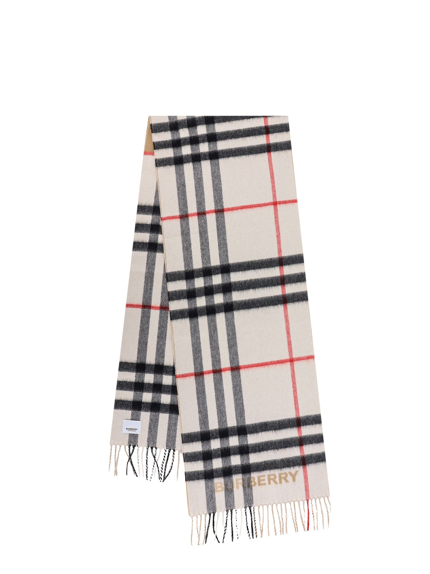 Burberry-Sciarpa in cashmere con motivo check-Donna