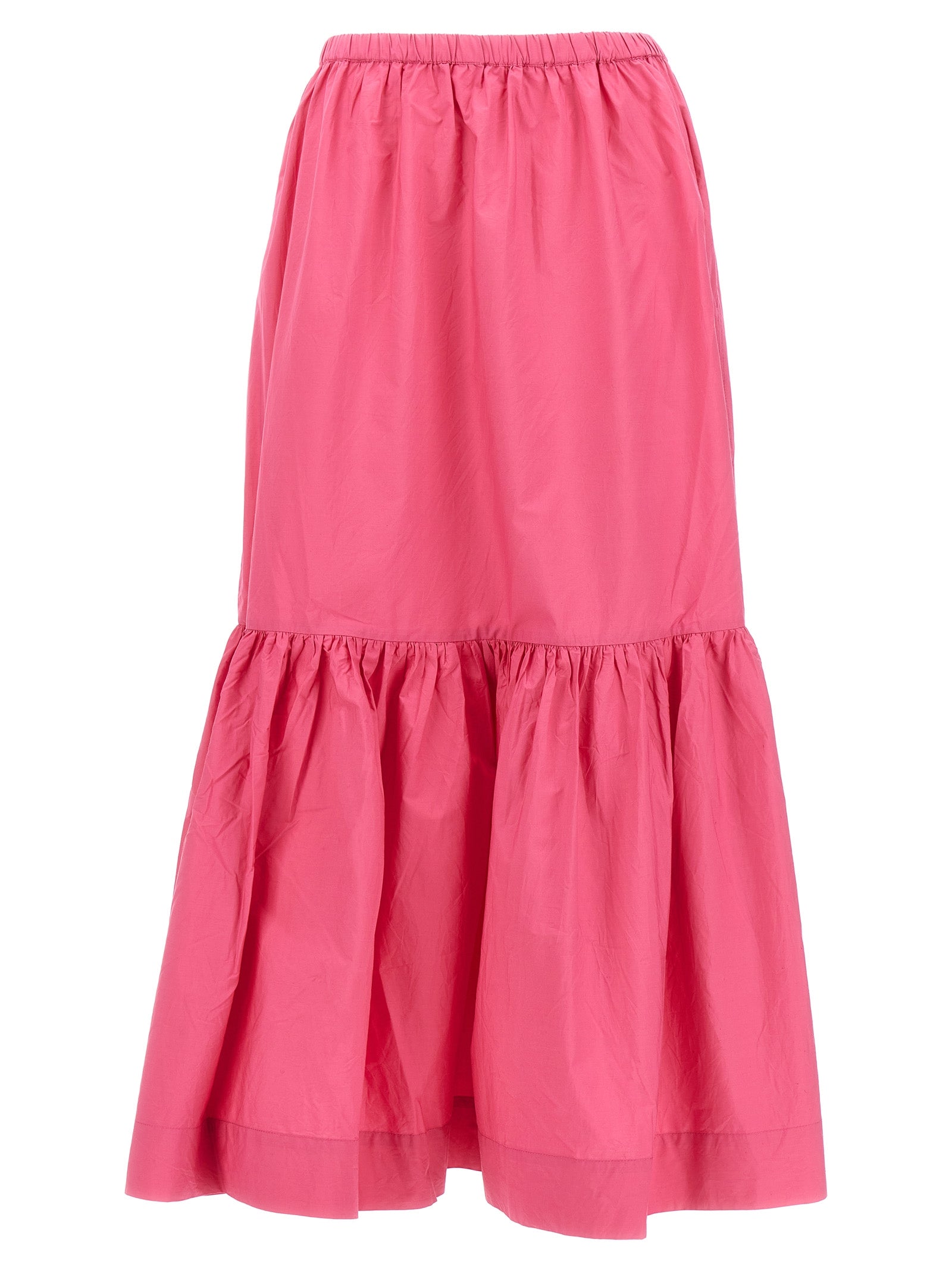 Ganni-Long Flounced Skirt Gonne Fucsia-Donna