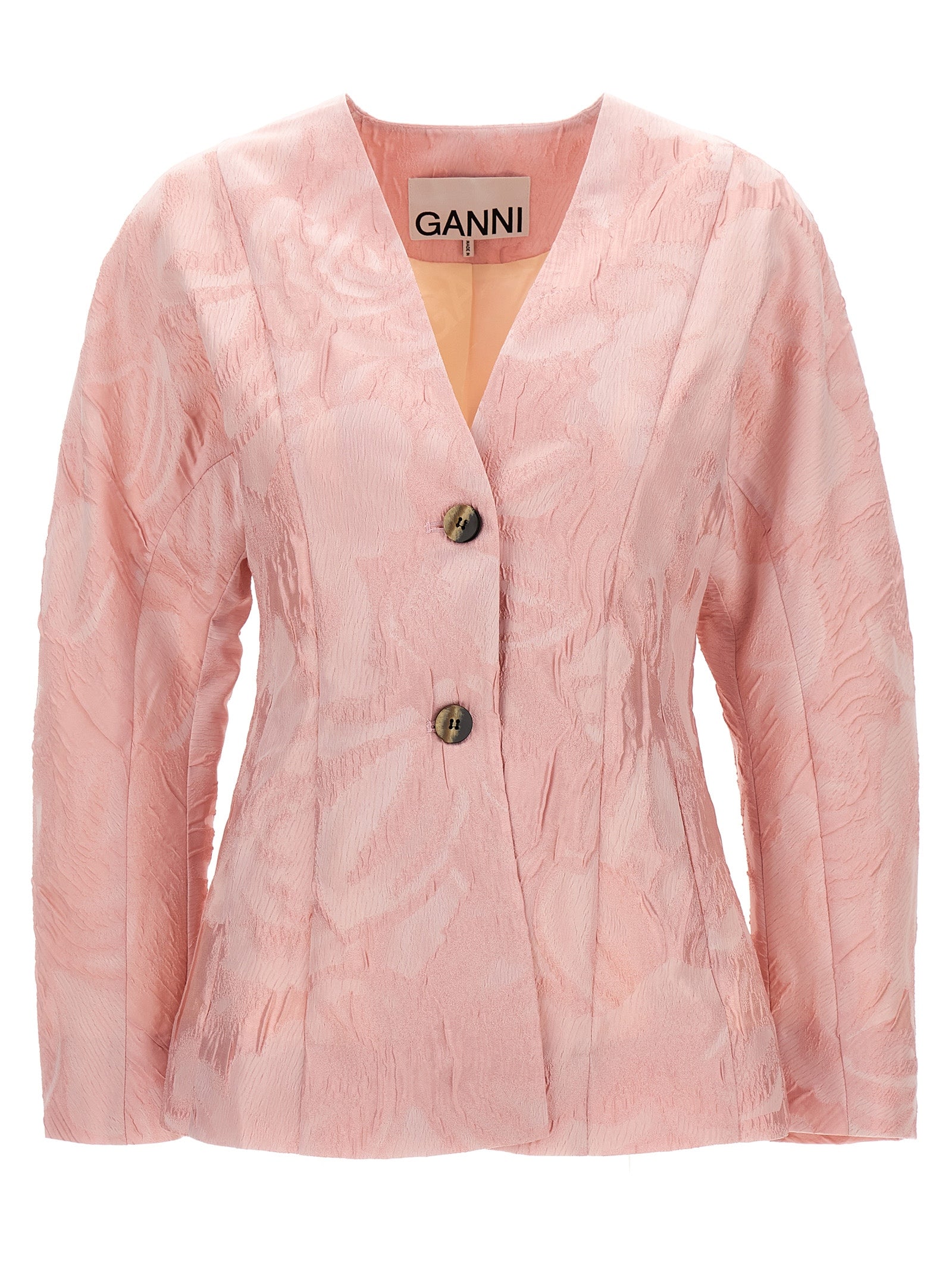 Ganni-Textured Cloqué Blazer And Suits Rosa-Donna