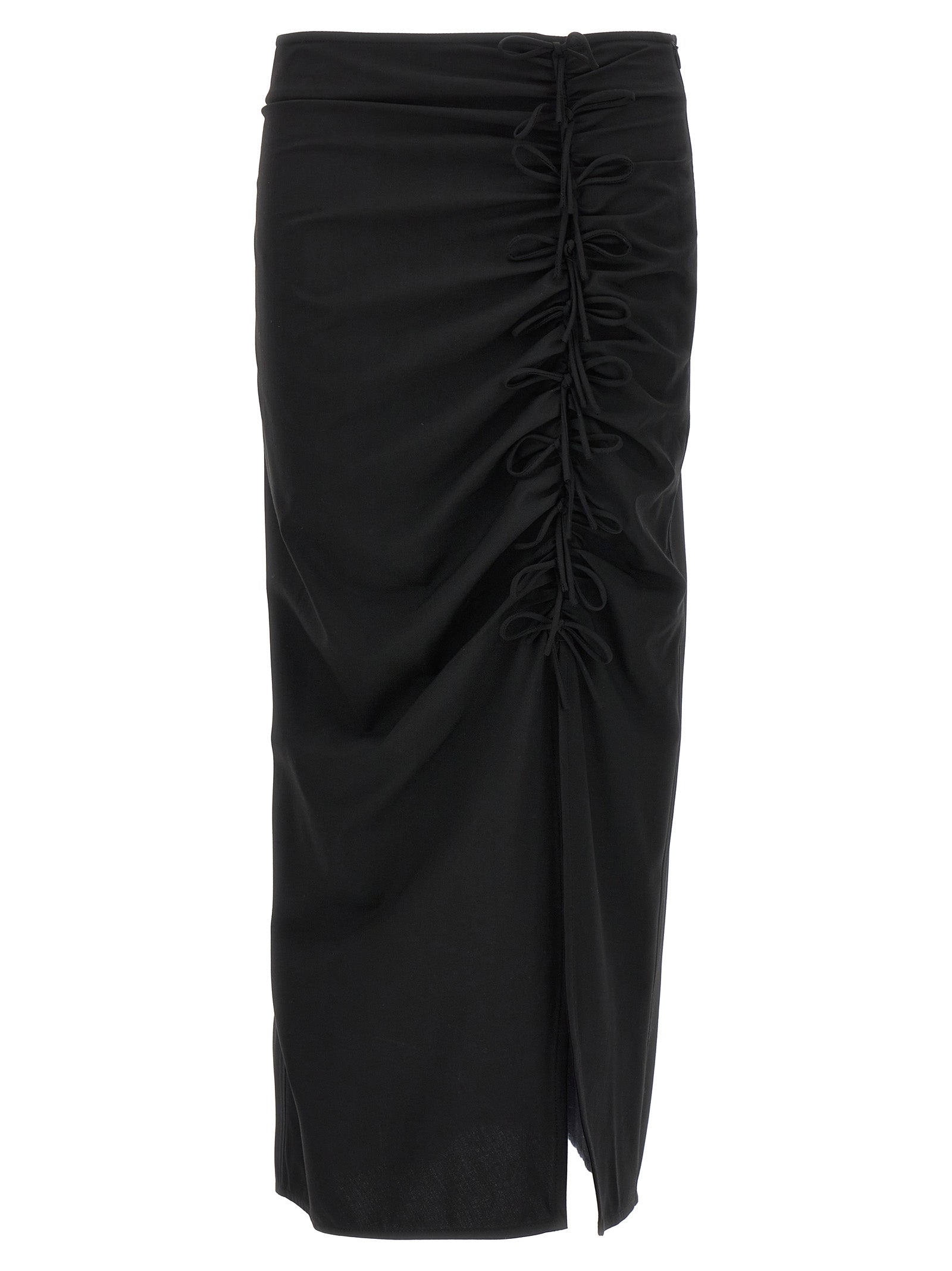 Ganni-Midi Bow Skirt Gonne Nero-Donna