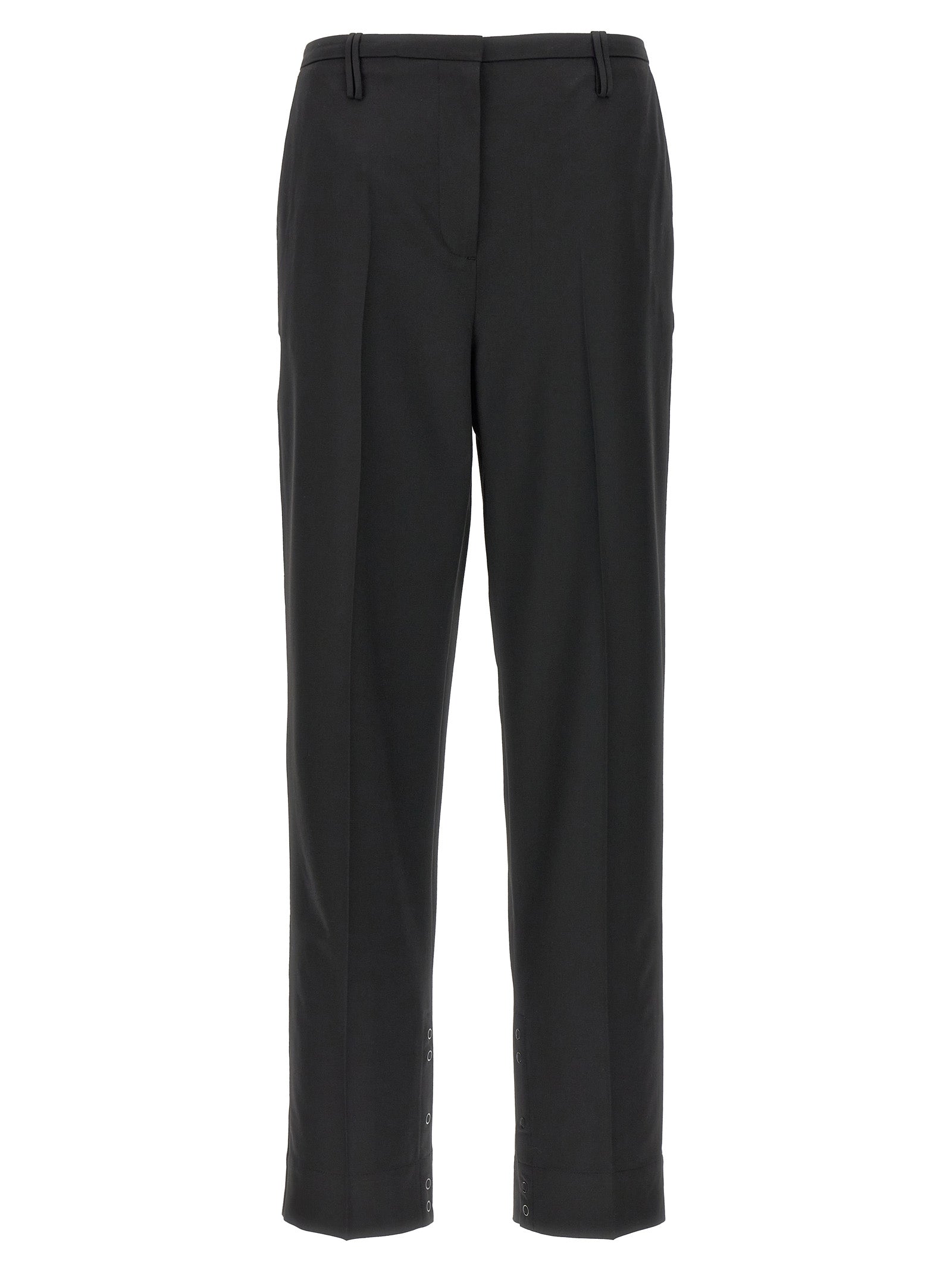 Ganni-Pleated Trousers Pantaloni Nero-Donna