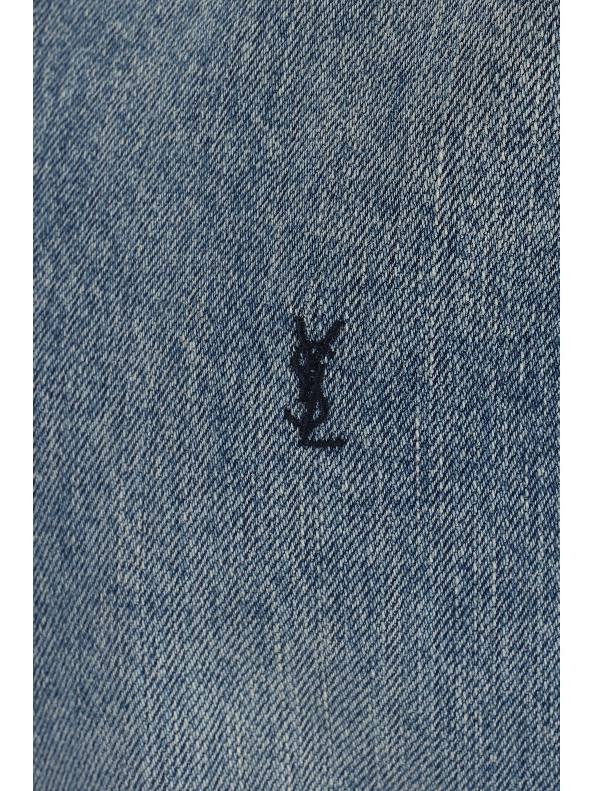 Saint Laurent-Camicia Cassandre Denim-Uomo