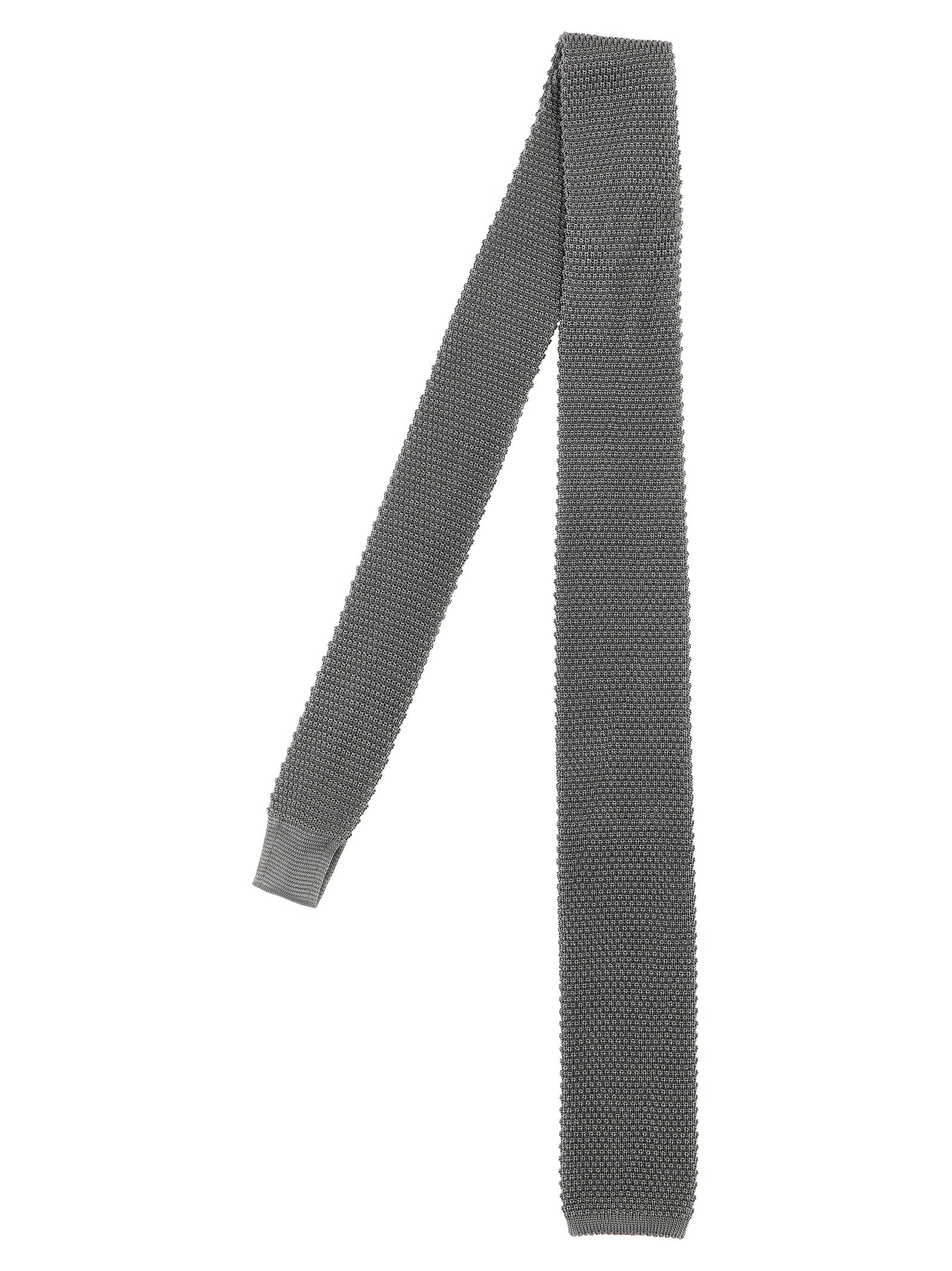 Brunello Cucinelli-Operated Tie Cravatte Grigio-Uomo