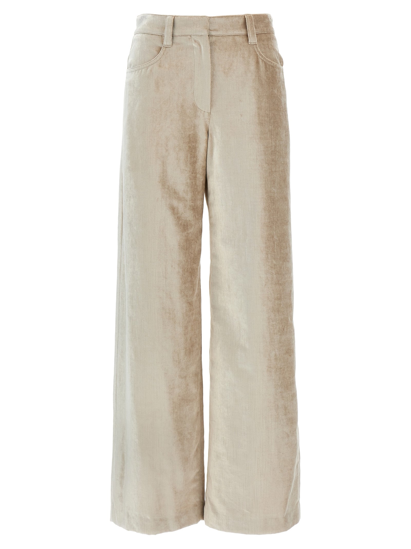 Brunello Cucinelli-Sleek Pantaloni Beige-Donna