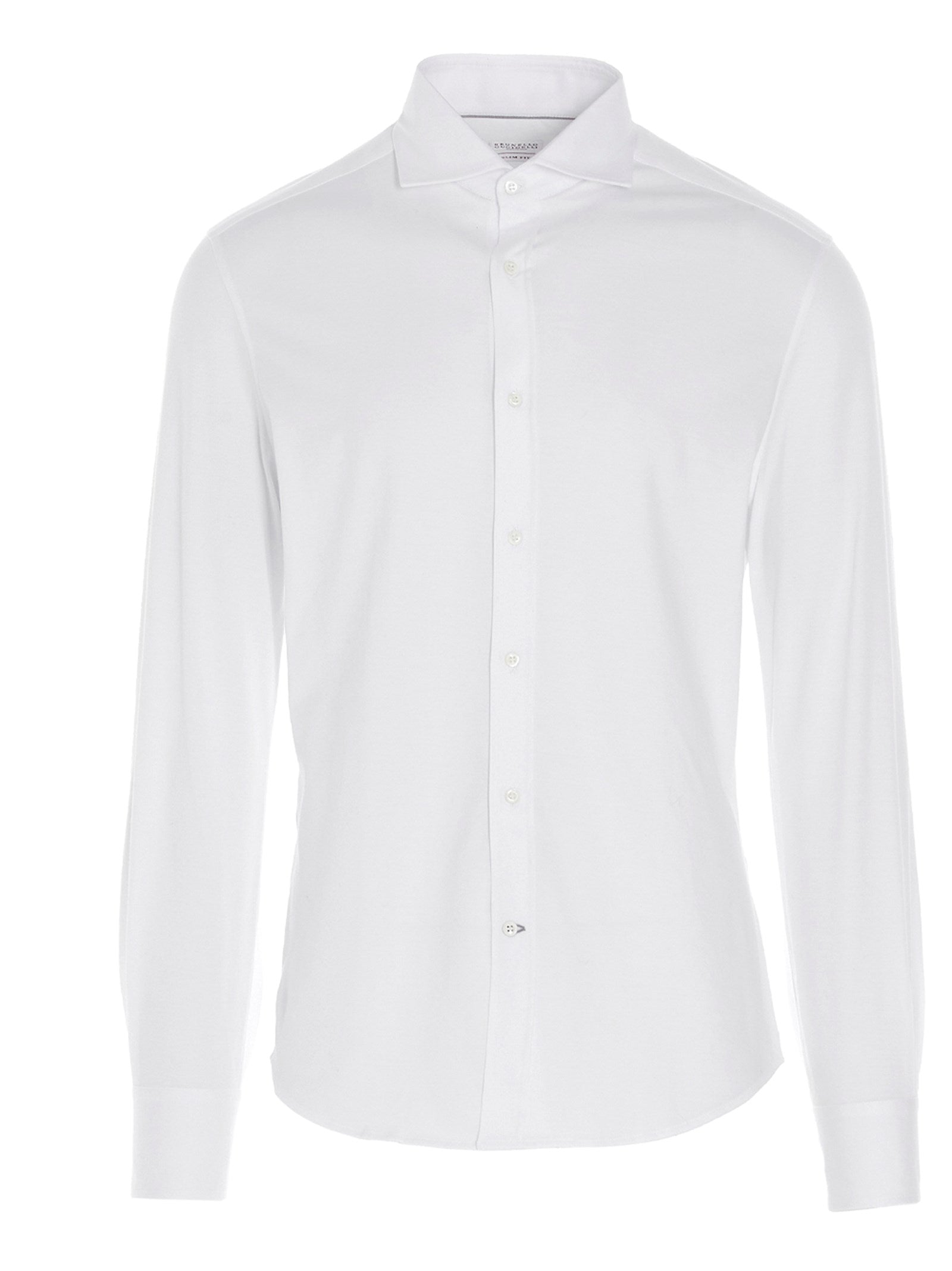 Brunello Cucinelli-Basic Cotton Shirt Camicie Bianco-Uomo