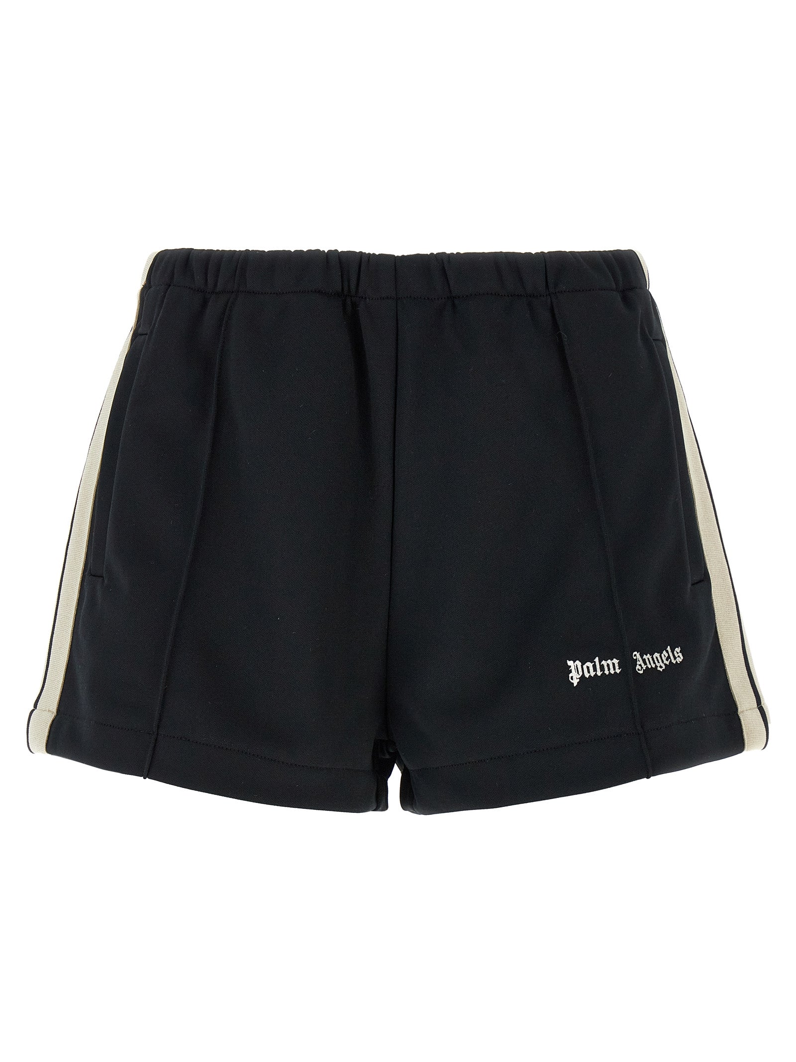 Palm Angels-Classic Logo Bermuda, Short Bianco/Nero-Donna