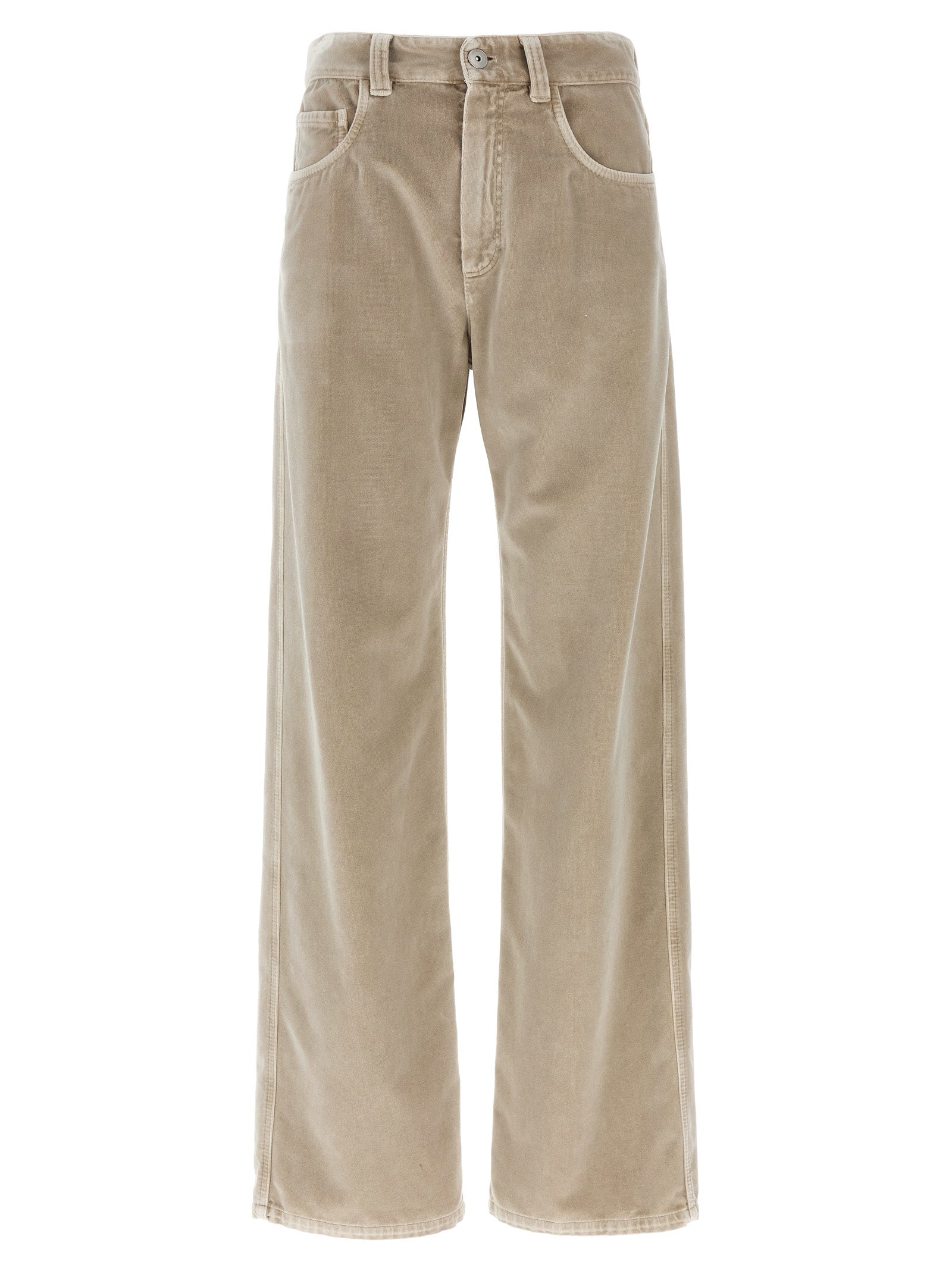 Brunello Cucinelli-Velvet Pantaloni Beige-Donna