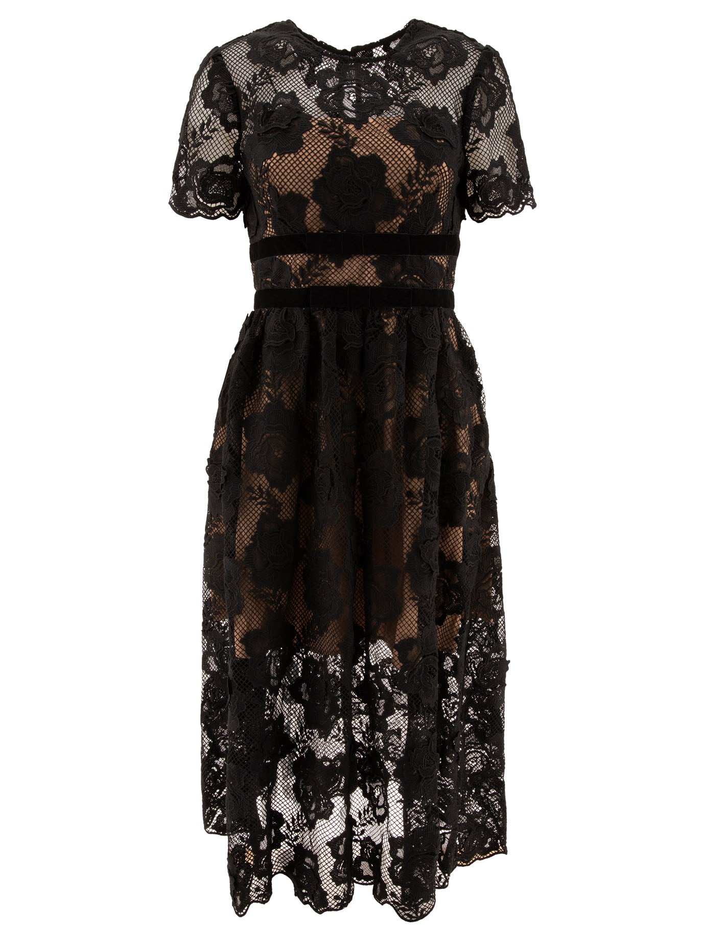 Self-Portrait-Midi Dress With Bow Abiti Nero-Donna