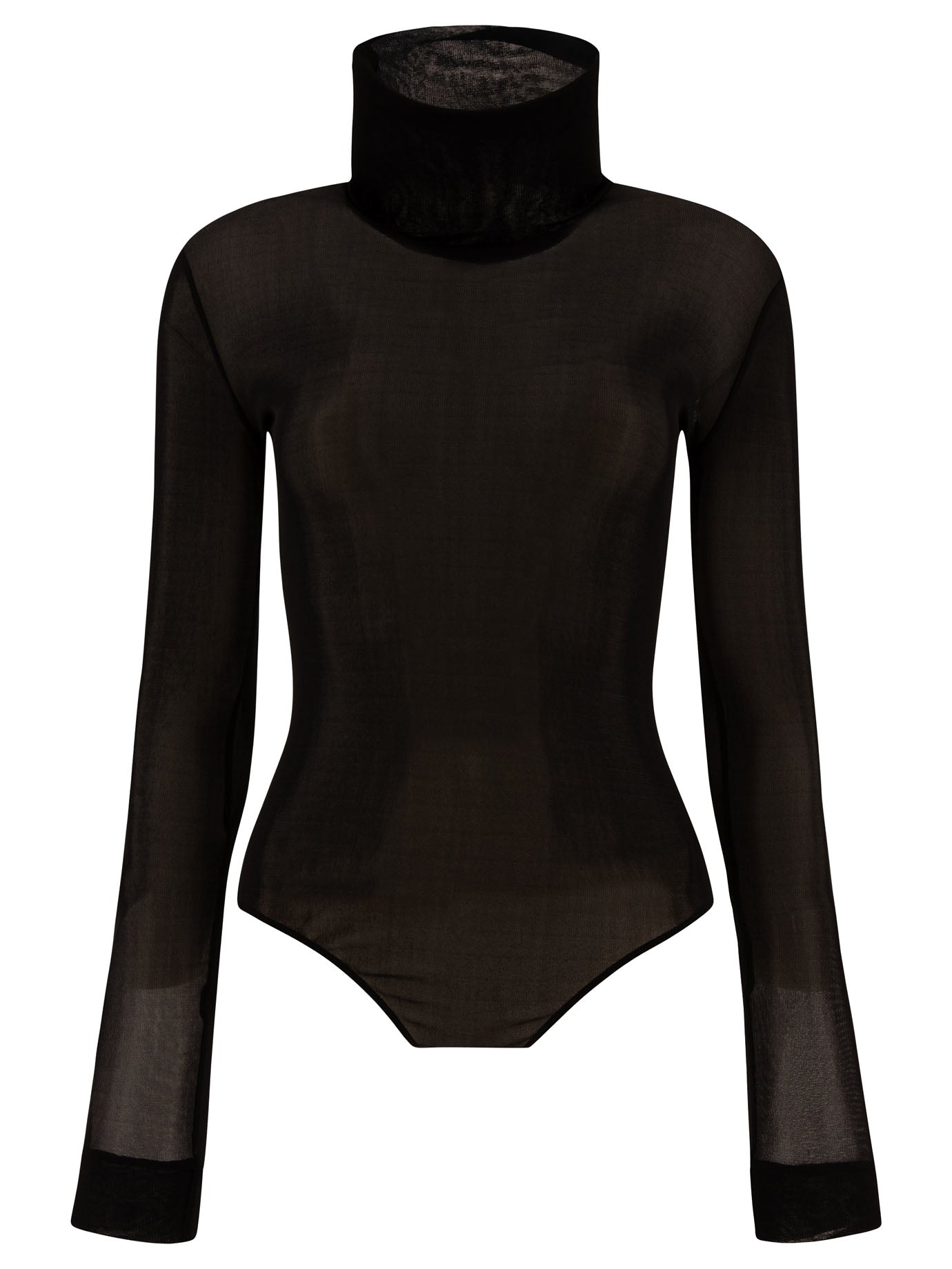 Maison Margiela-High-Neck Bodysuit Top Nero-Donna