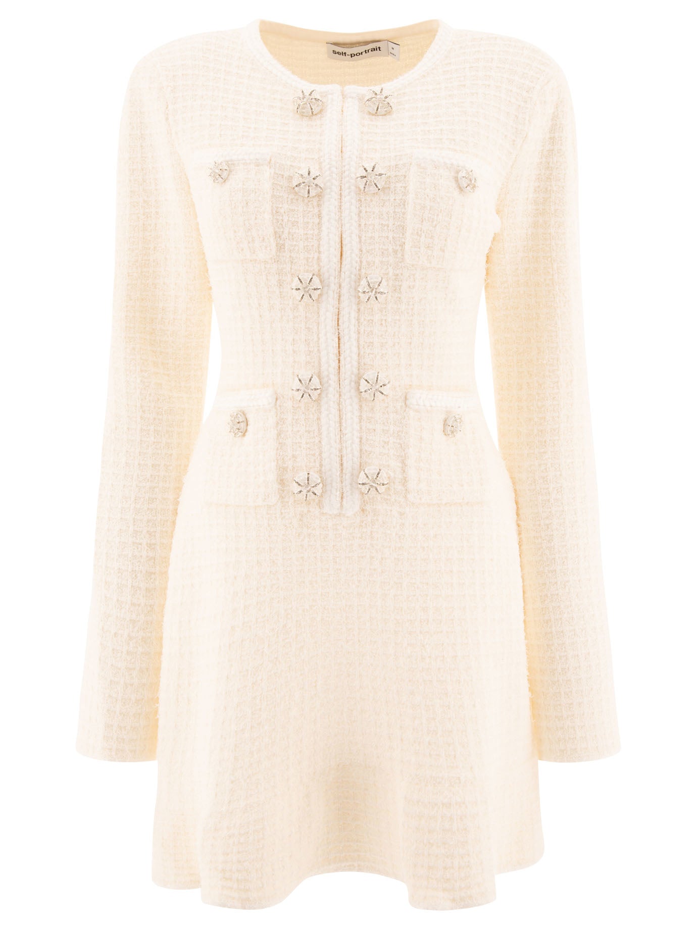 Self-Portrait-Knit Dress With Buttons Abiti Bianco-Donna