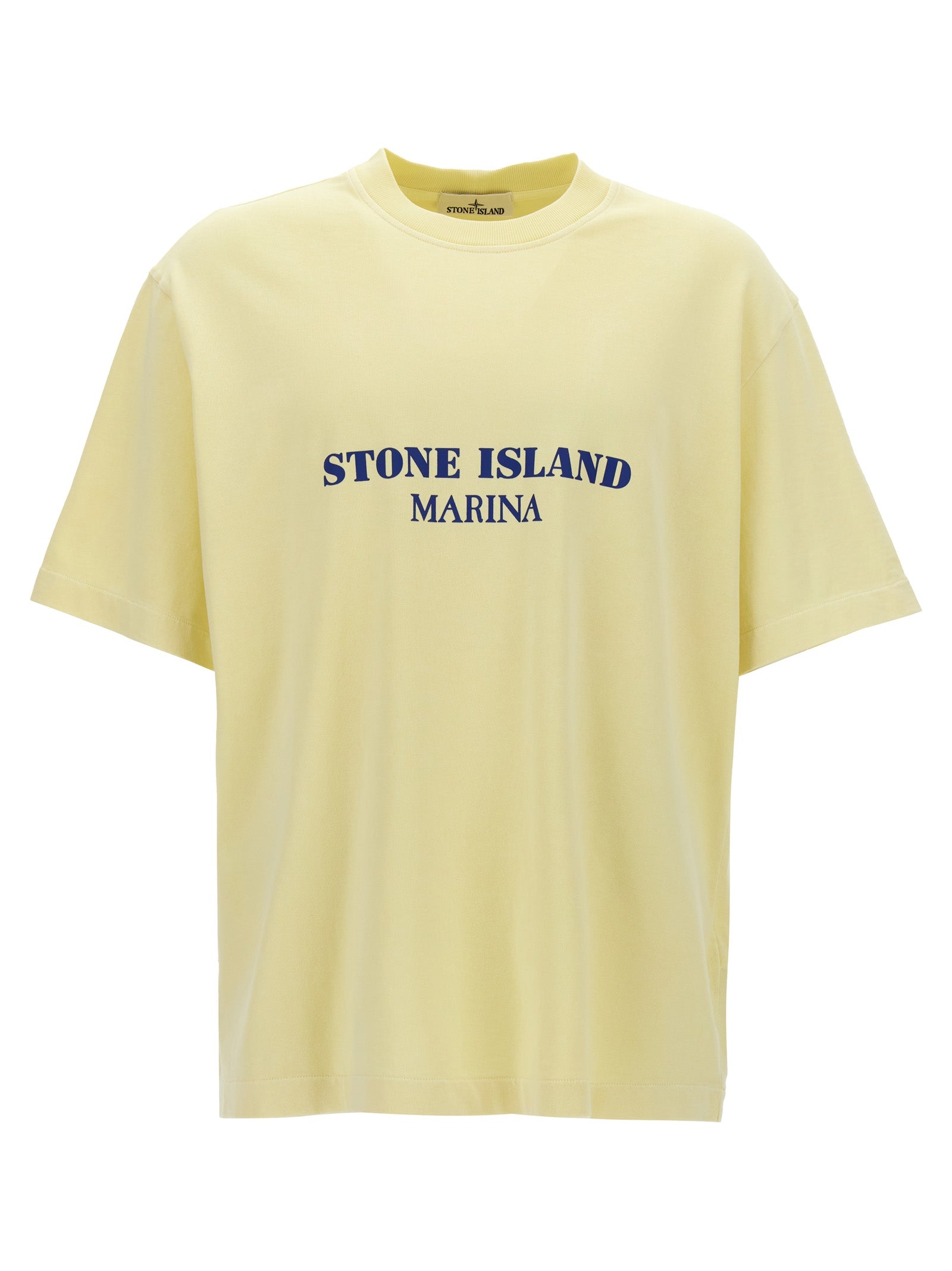 Stone Island-Logo Print T Shirt Giallo-Uomo